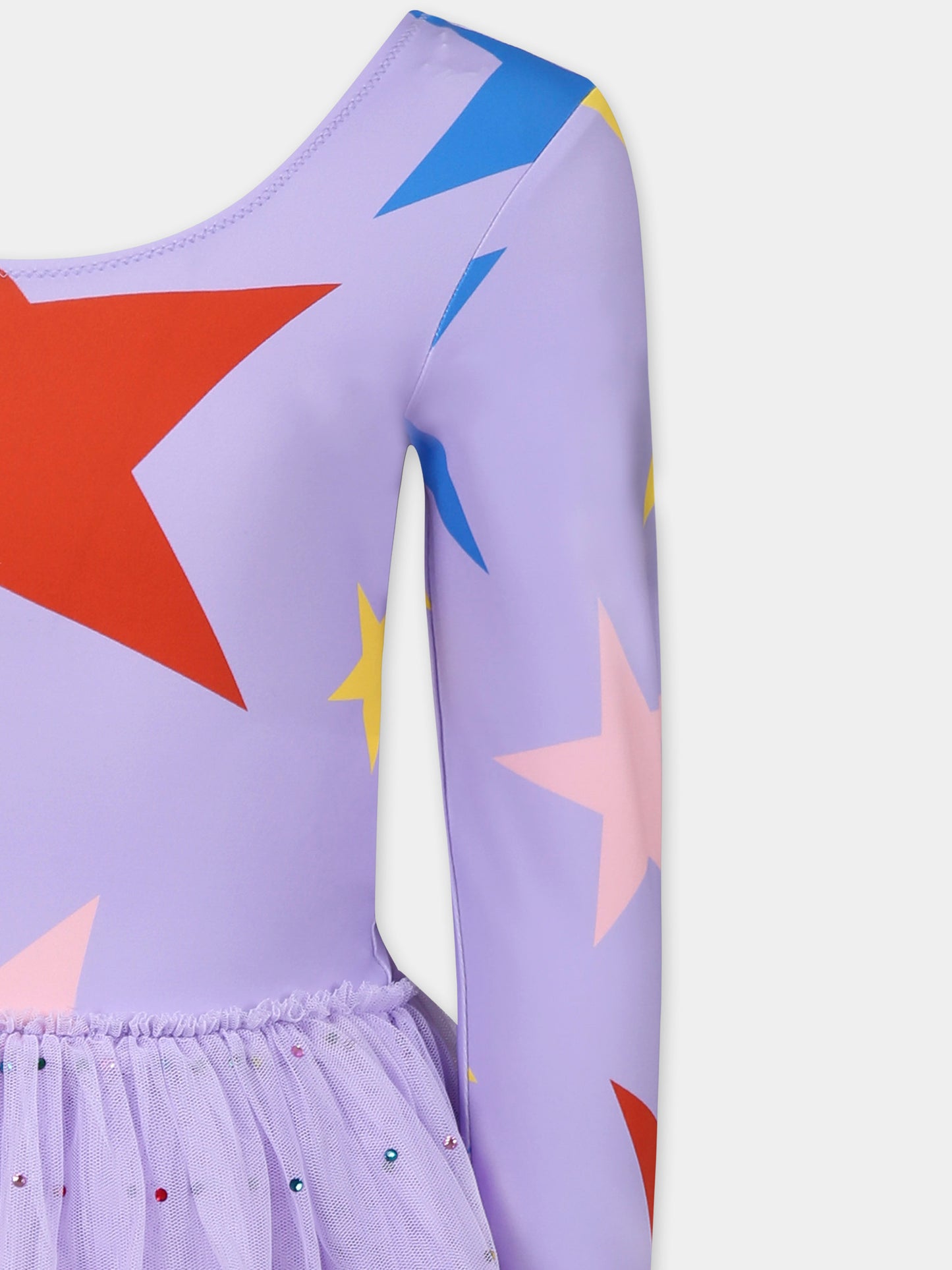 Vestito viola per bambina con stelle e strass,Stella Mccartney Kids,TW1D80 Z2708 522MC
