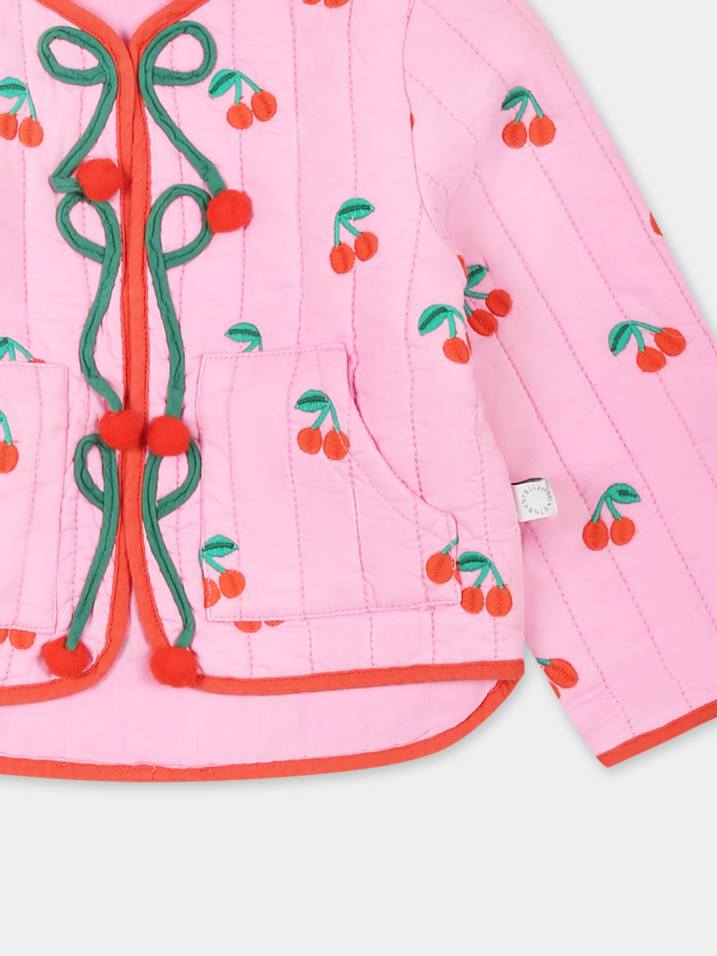 Giubbotto rosa per neonata con ciliegie all over,Stella Mccartney Kids,TW2017 Z2718 51CMC