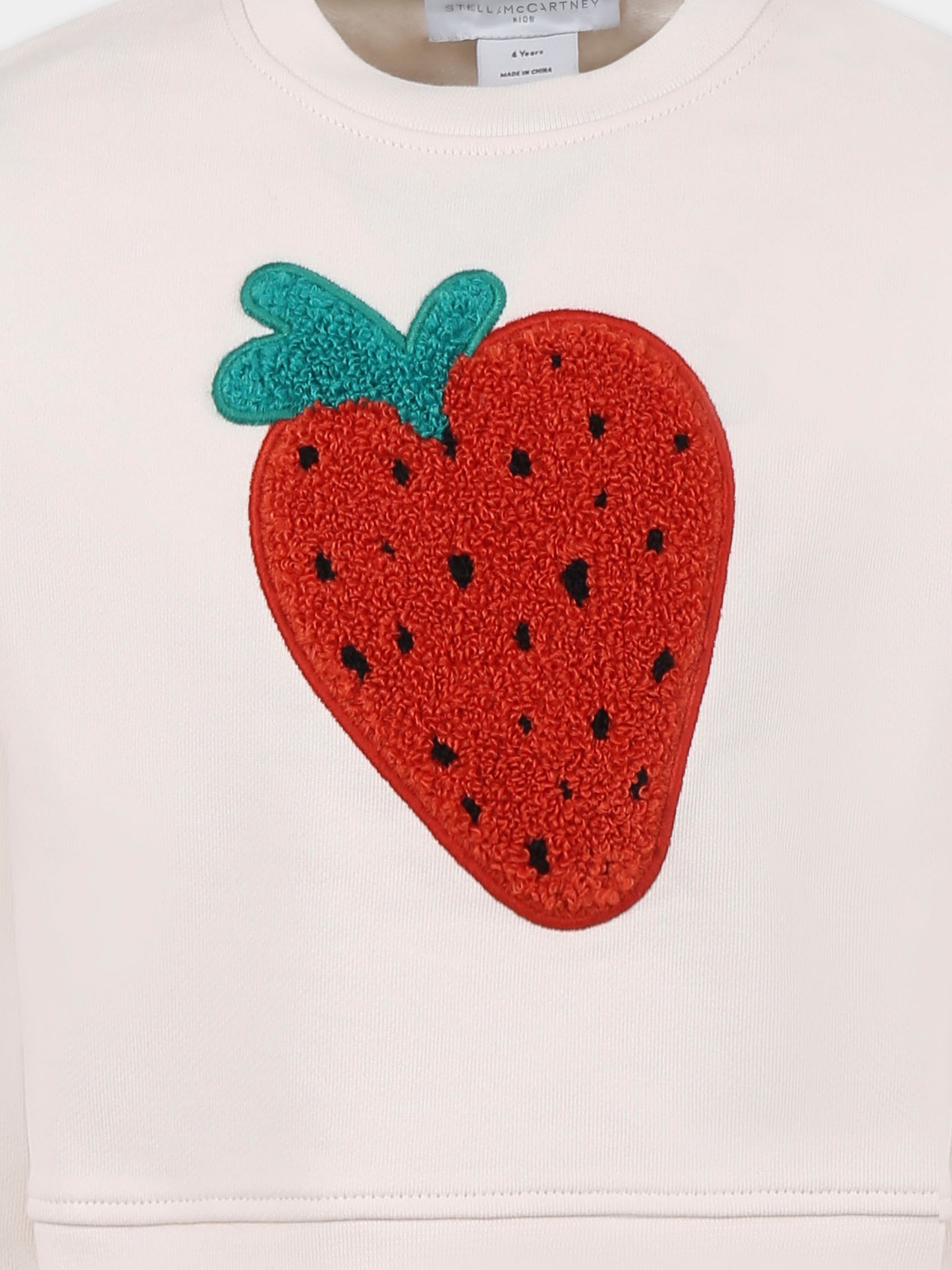 Felpa avorio per bambina con fragola,Stella Mccartney Kids,TW4A60 Z0499 50I