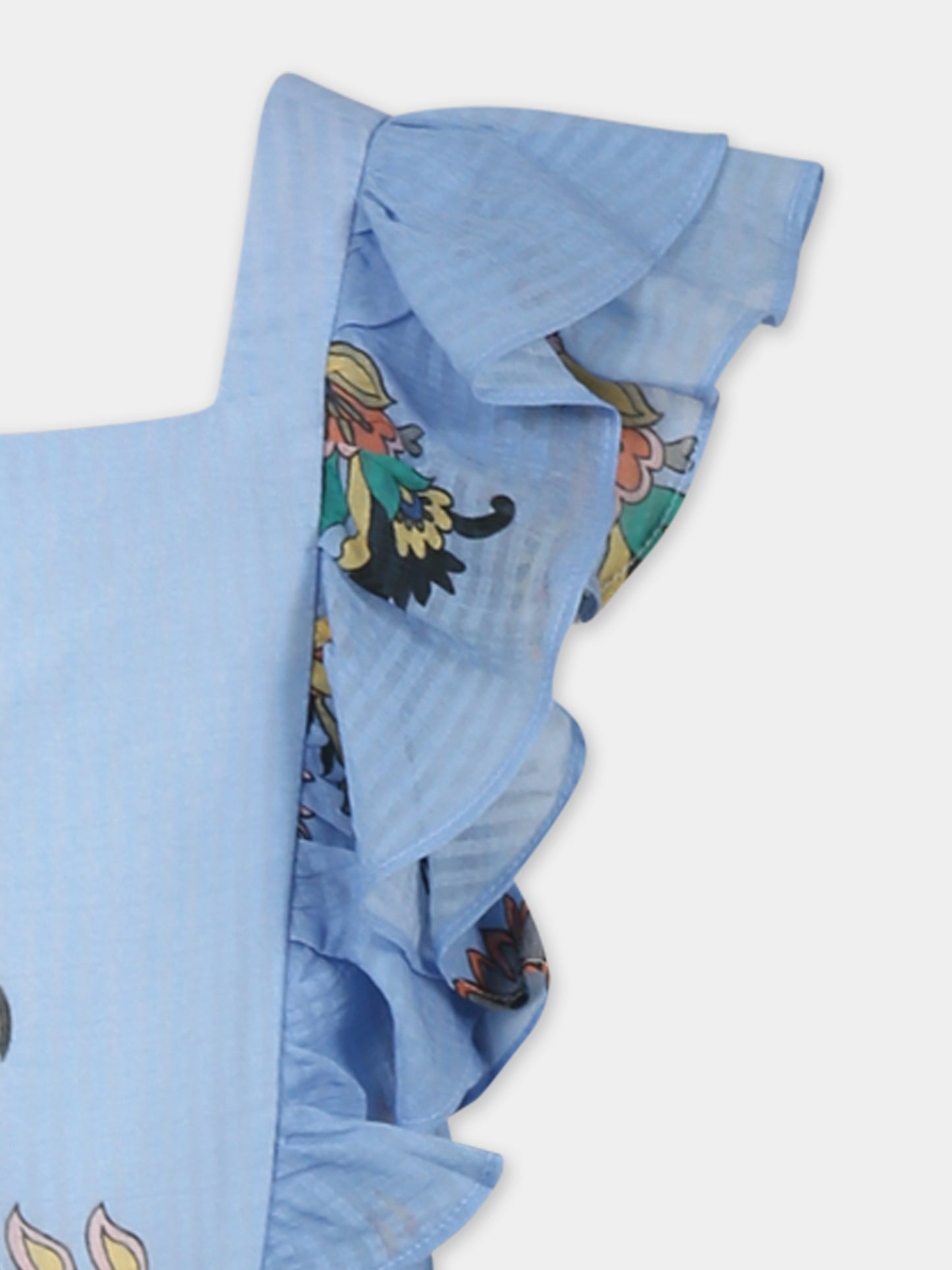 Vestito celeste per bambina con stampa paisley,Etro,GW1B82 M0065 685MC