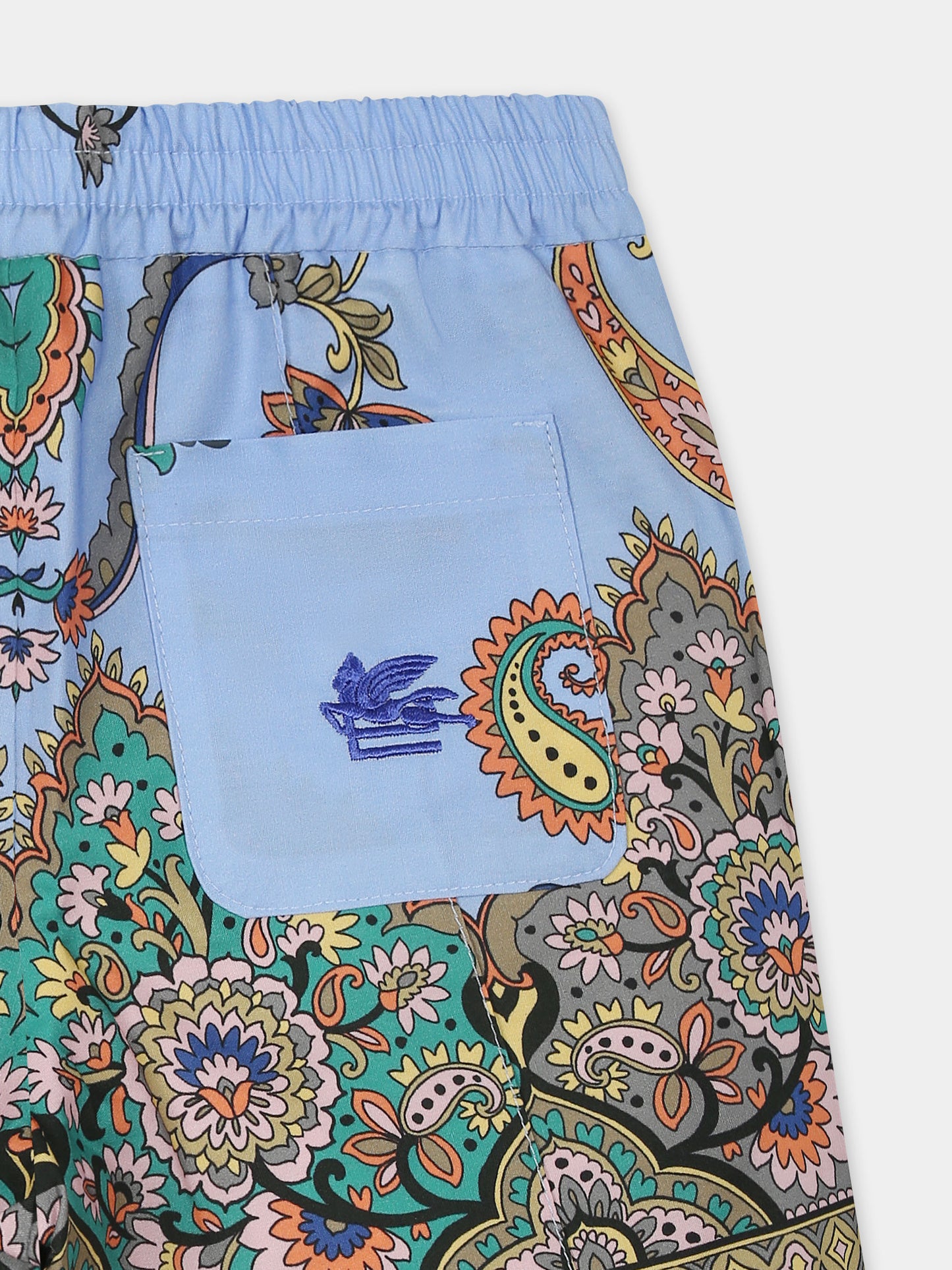 Shorts celesti per neonato con motivo paisley,Etro,GW6579 P0523 685MC