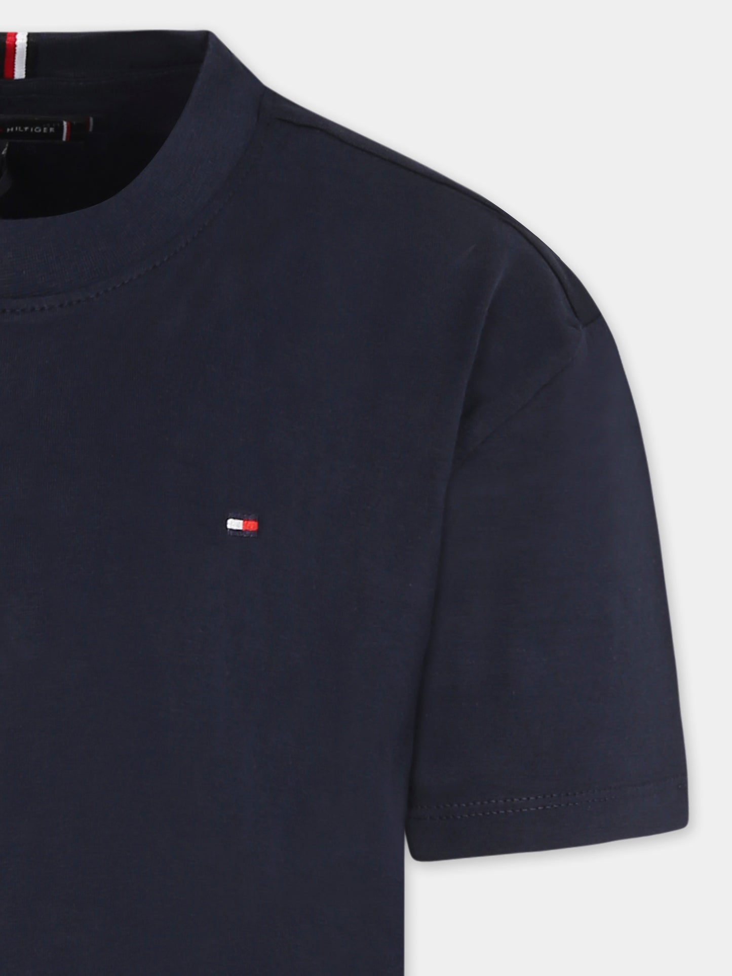 T-shirt blu per bambino con bandierina,Tommy Hilfiger Junior,25S THKB0KB09646J KB0KB09646 C1G