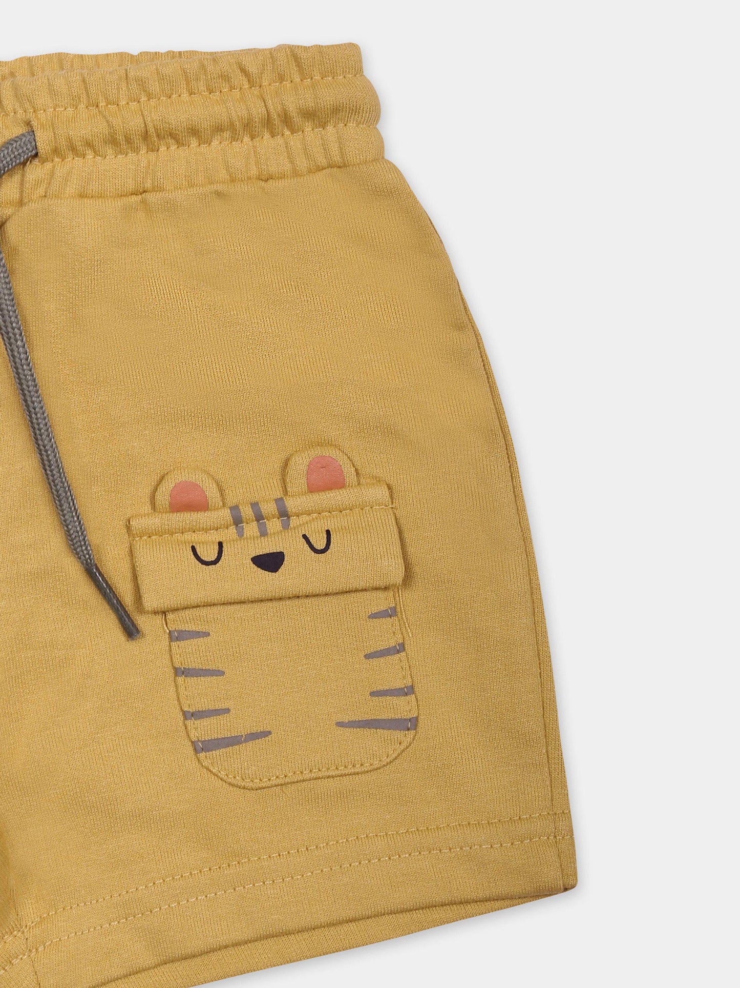 Yellow shorts for baby boy with tiger