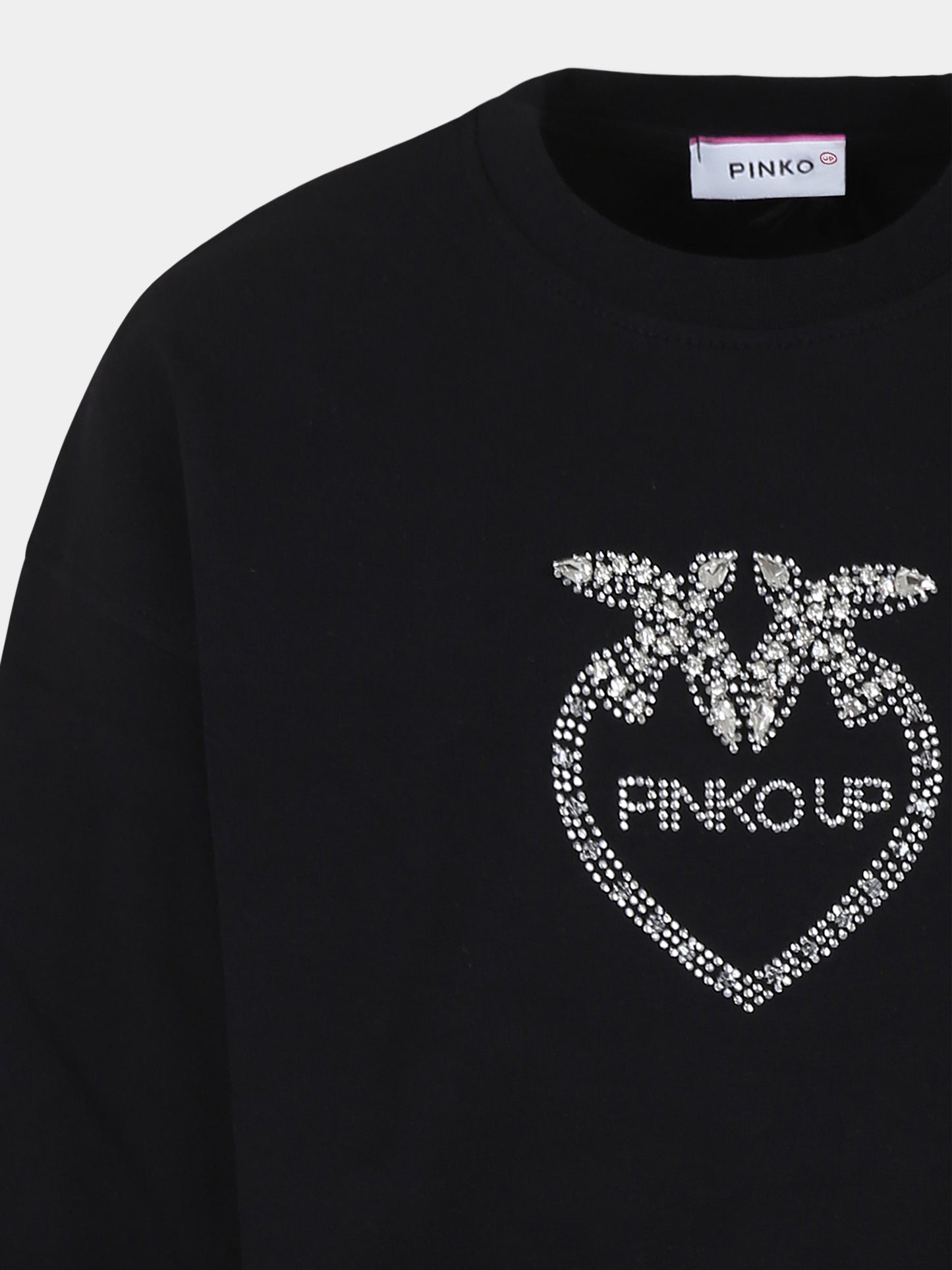 Felpa nera per bambina con cuore e logo,Pinko,S4PIJGSW057 110