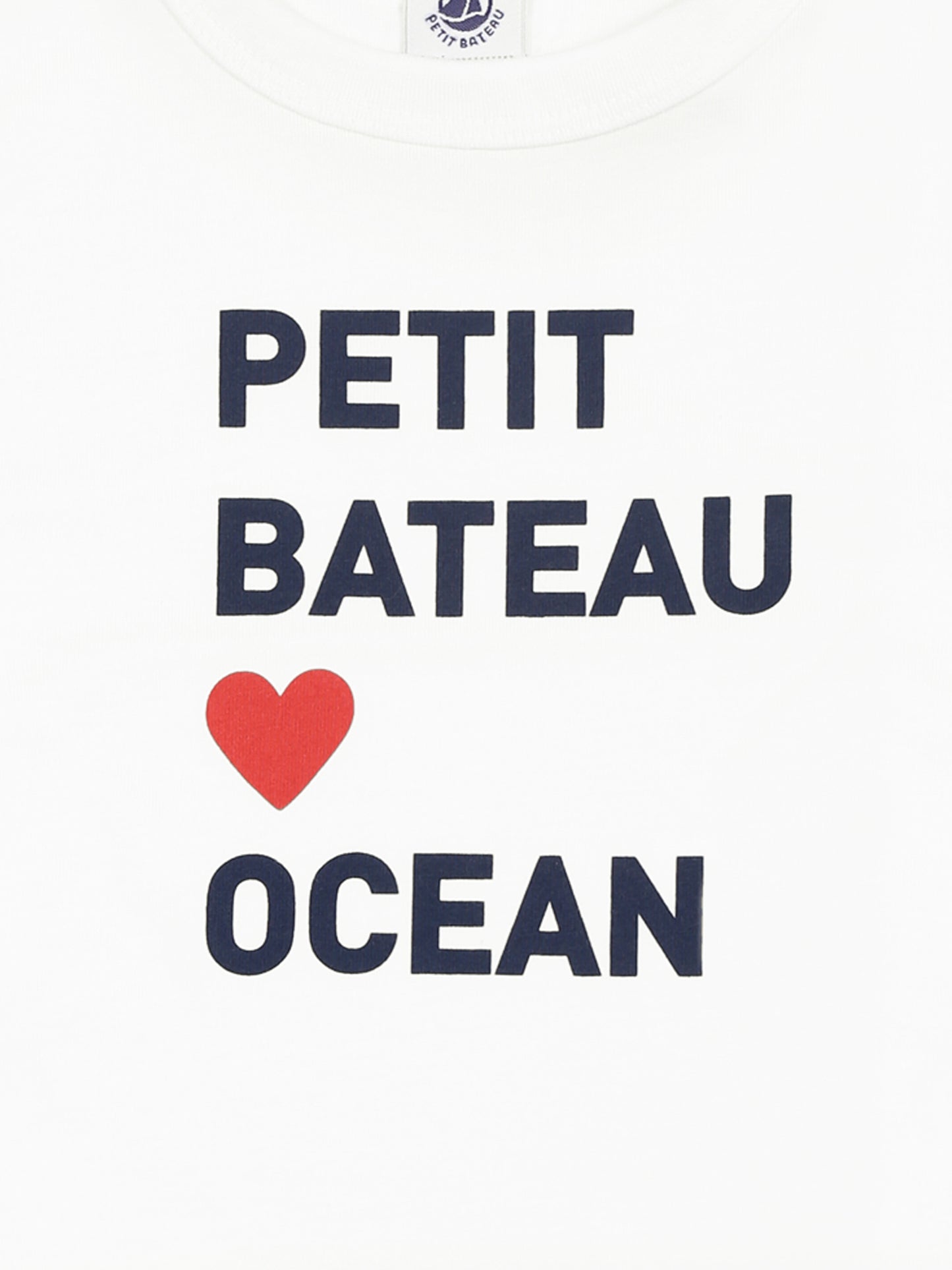 T-shirt bianca per neonati con logo e cuore,Petit Bateau,A0DI9 MARSHMALLOW 07