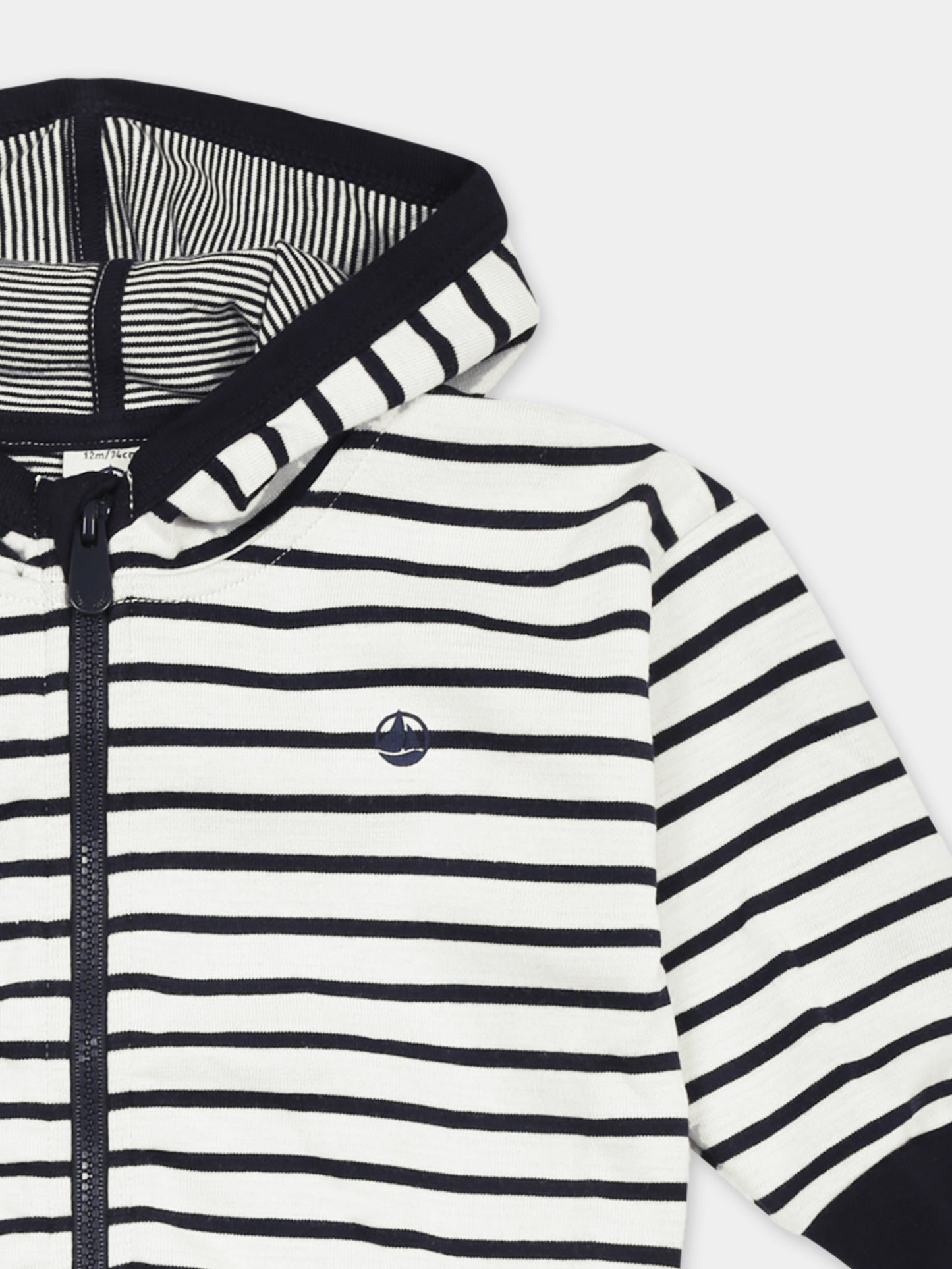 Felpa bianca per neonati con logo,Petit Bateau,A0BQ2 MARSHMALLOW/SMOKING 01