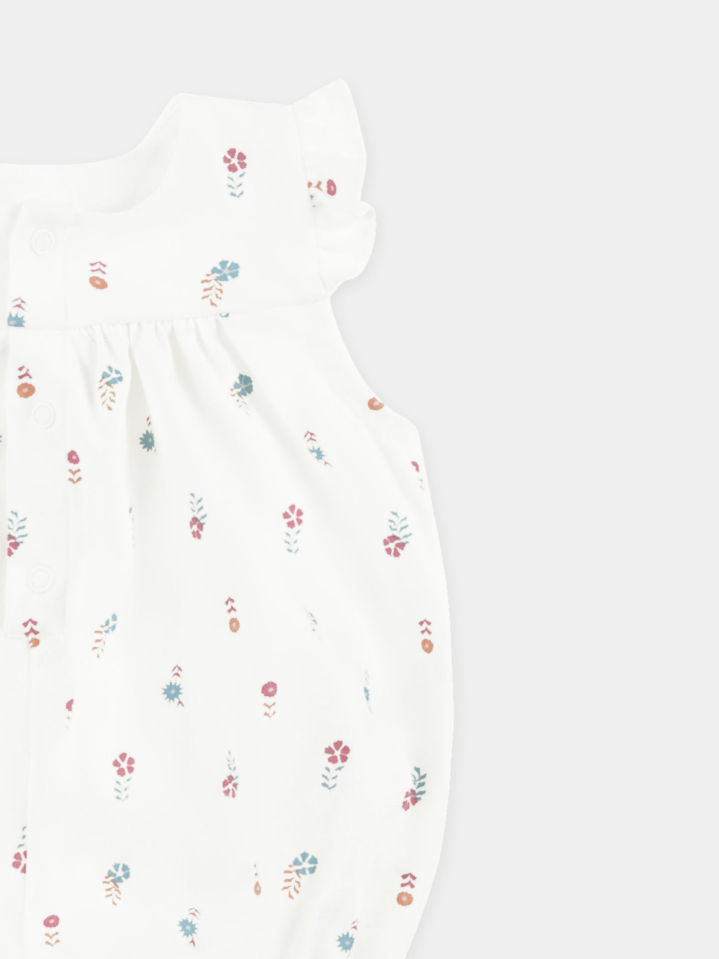 Pagliaccetto avorio per neonata con stampa floreale,Petit Bateau,A0CFY MARSHMALLOW/MULTICO 01