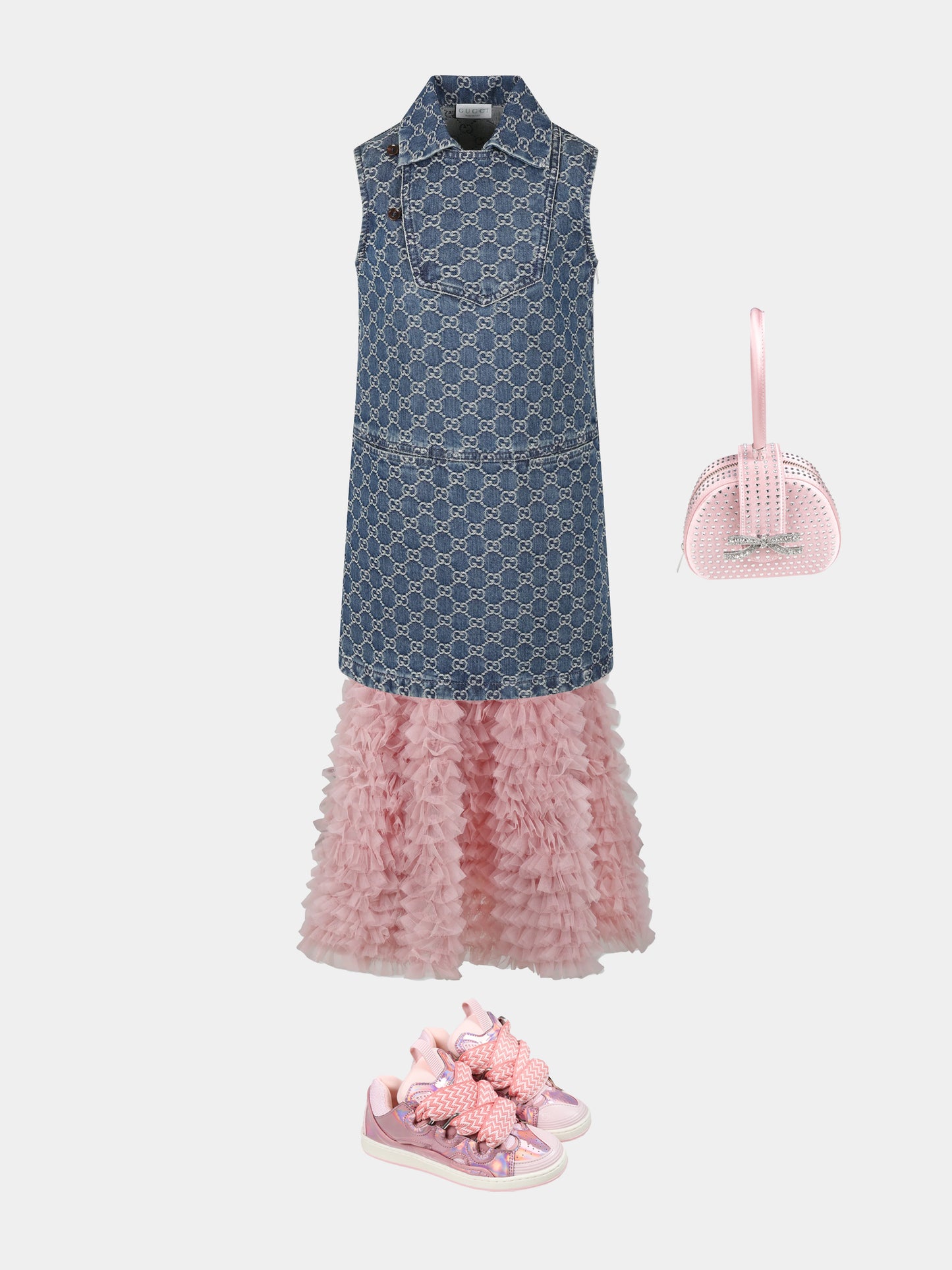 Denim dress for girl with GG