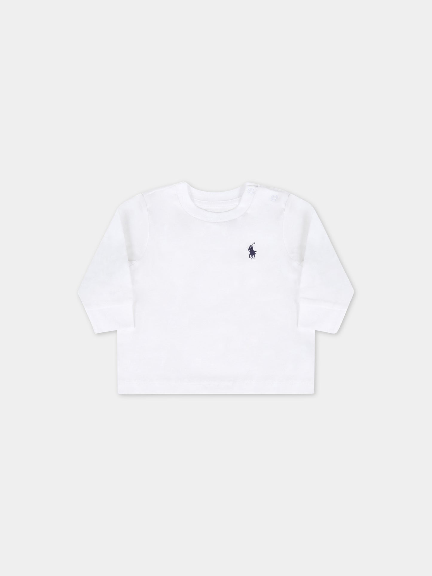 T-shirt bianca per neonati con iconico cavallino,Ralph Lauren Kids,843804004-B