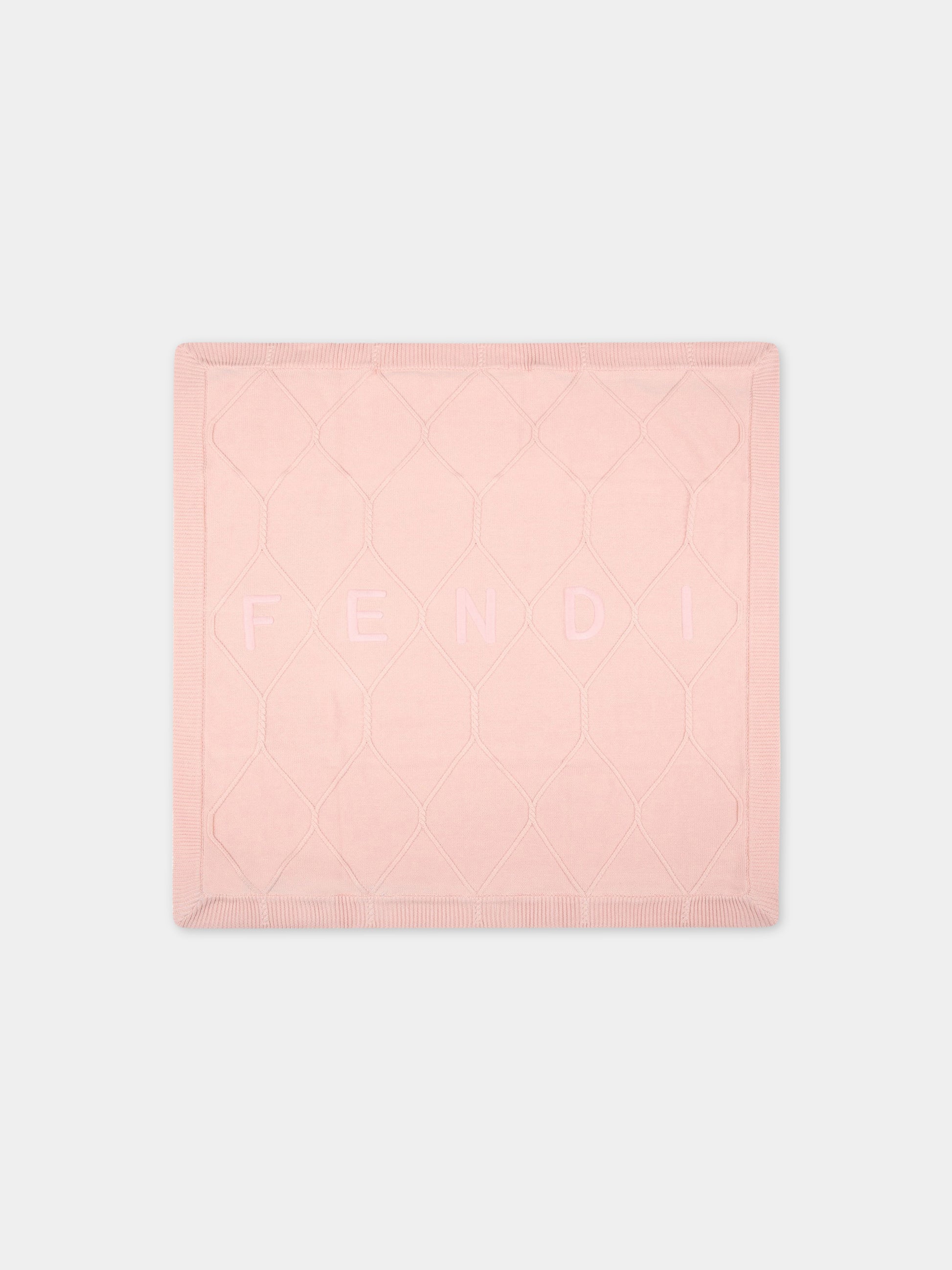 Coperta rosa per neonata con logo,Fendi Kids,BUJ186 AEZG F0U0K