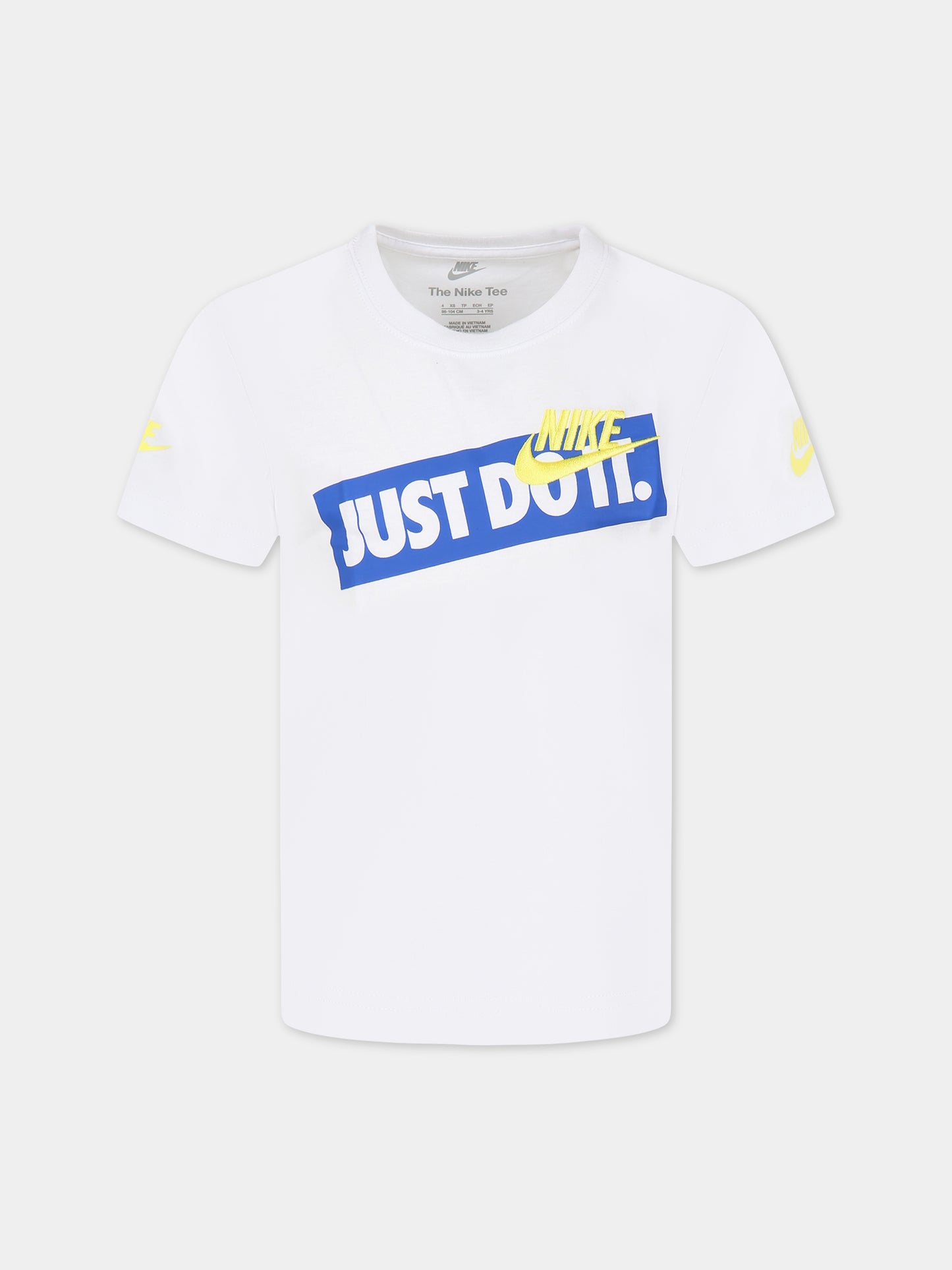 T-shirt bianca per bambino con logo e scritta Just do it ,Nike,86K524 001
