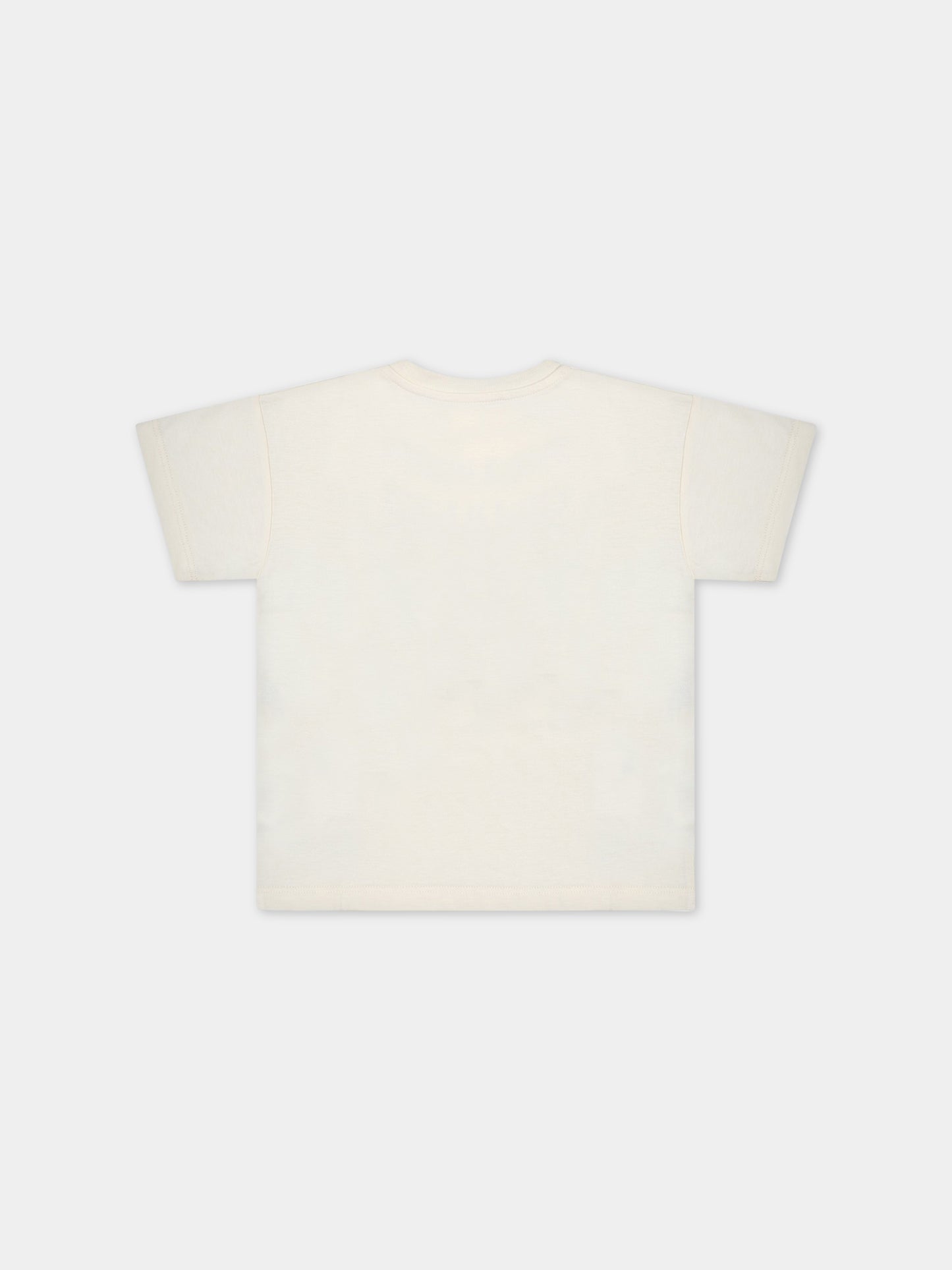 T-shirt avorio per neonato con stampa con animali,Gucci Kids,576871 XJEY9 9756