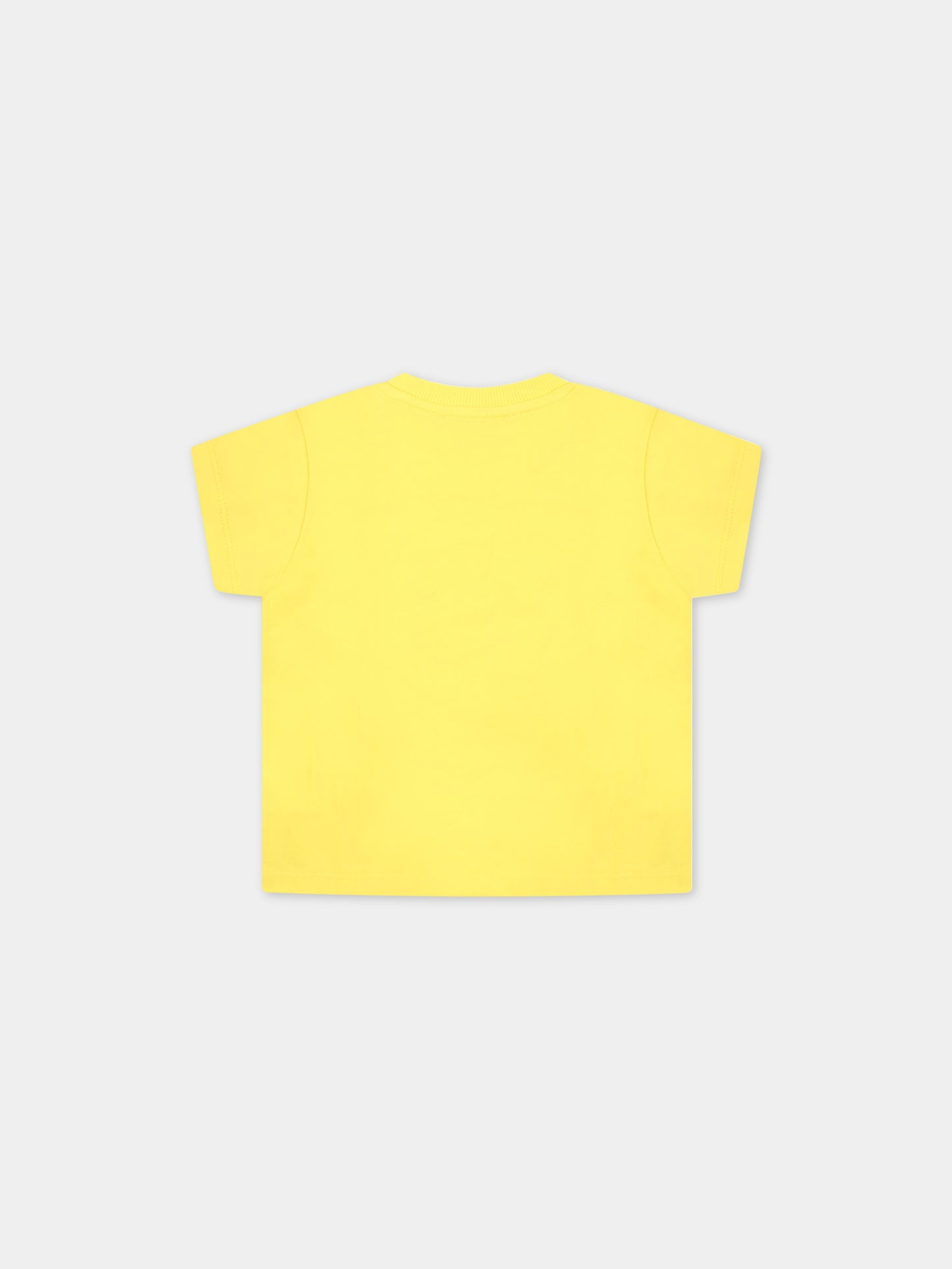 T-shirt gialla per neonati con Teddy Bear e logo nero,Moschino Kids,MUM03D LBA10 50162