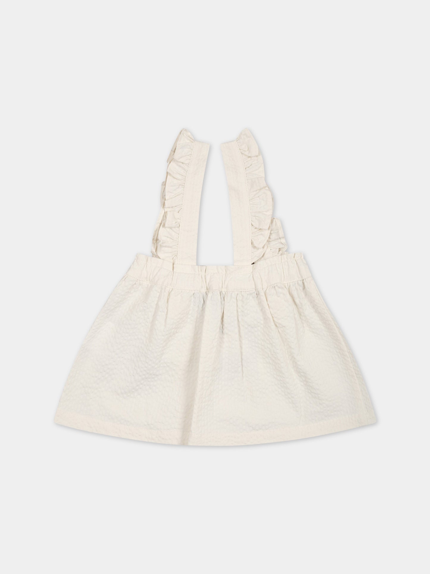 Gonna-salopette avorio per neonata con Teddy Bear,Moschino Kids,MDJ01B LZA15 10063