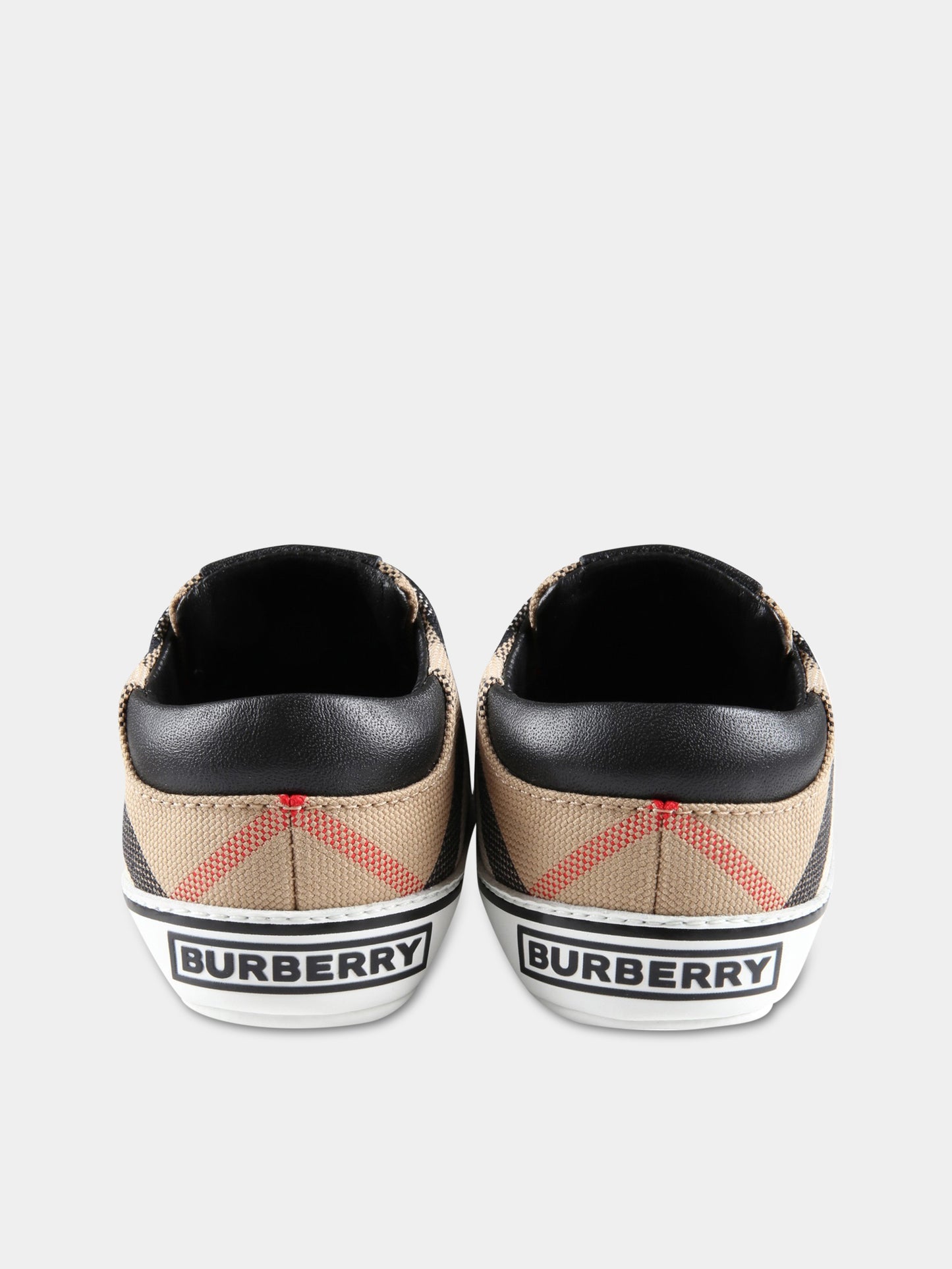 Sneakers beige per neonato con check vintage,Burberry Kids,8060616
