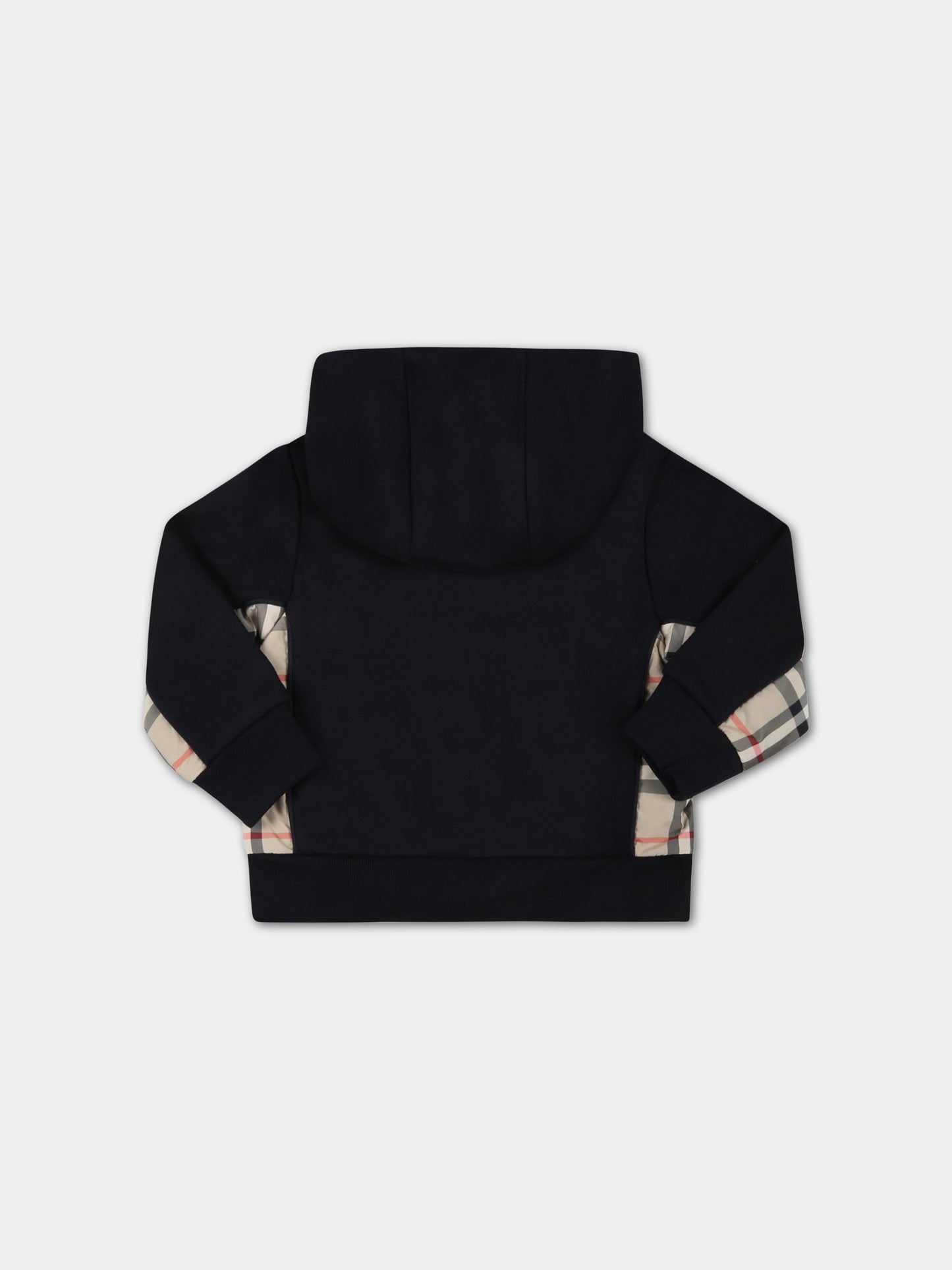 Felpa nera per neonato con check vintage,Burberry Kids,8061449