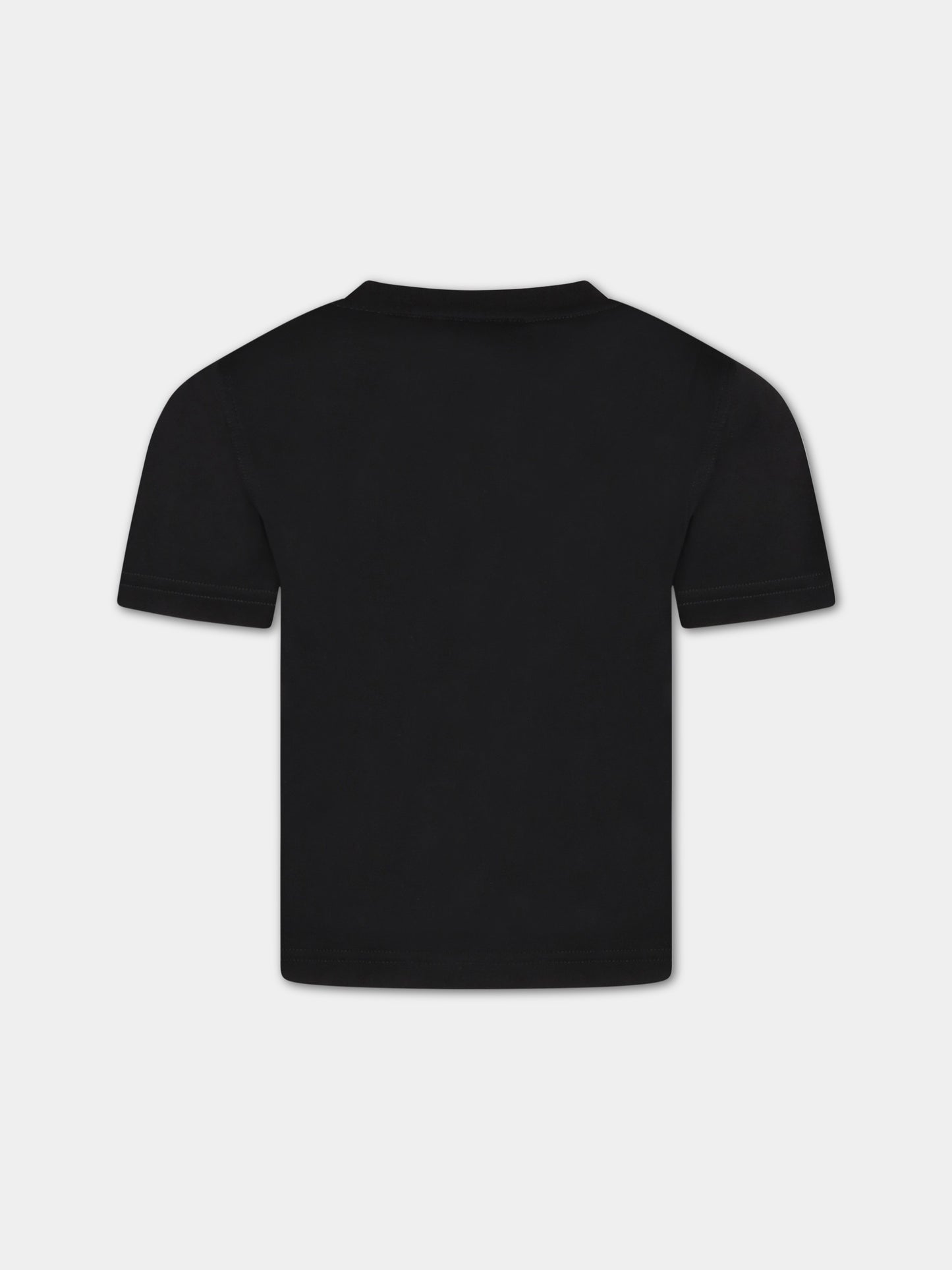 T-shirt nera per bambino con logo bianco,Burberry Kids,8064569