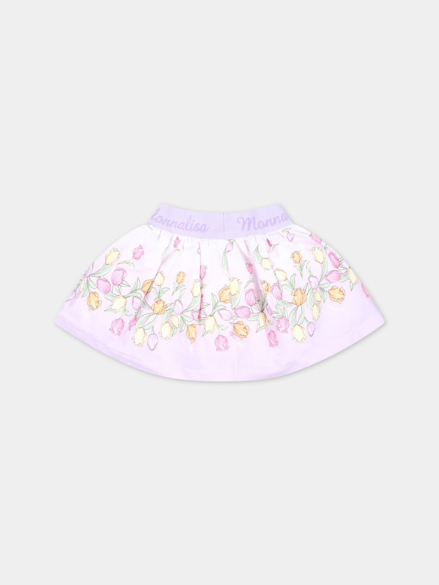 Gonna multicolor per bambina con fiori,Monnalisa,31A700 1662 0065