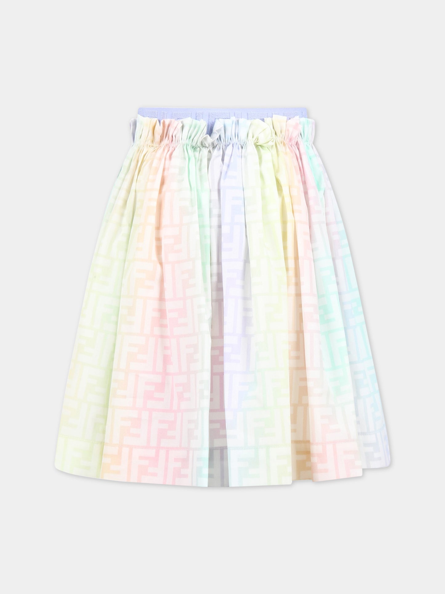 Gonna multicolor per bambina con FF,Fendi Kids,JFE083 ALOE F1JDD