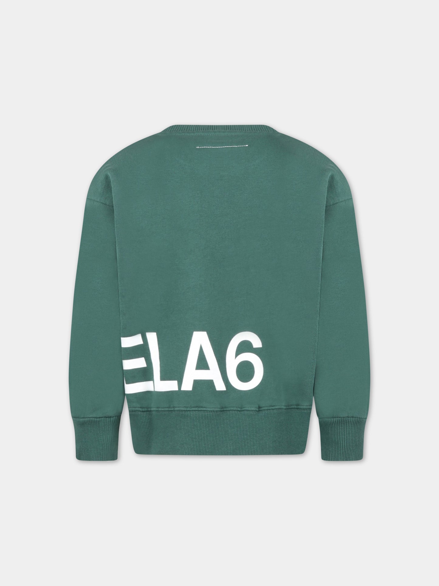 Felpa verde per bambini con logo bianco,Mm6 Maison Margiela,M60313 MM006 M6507