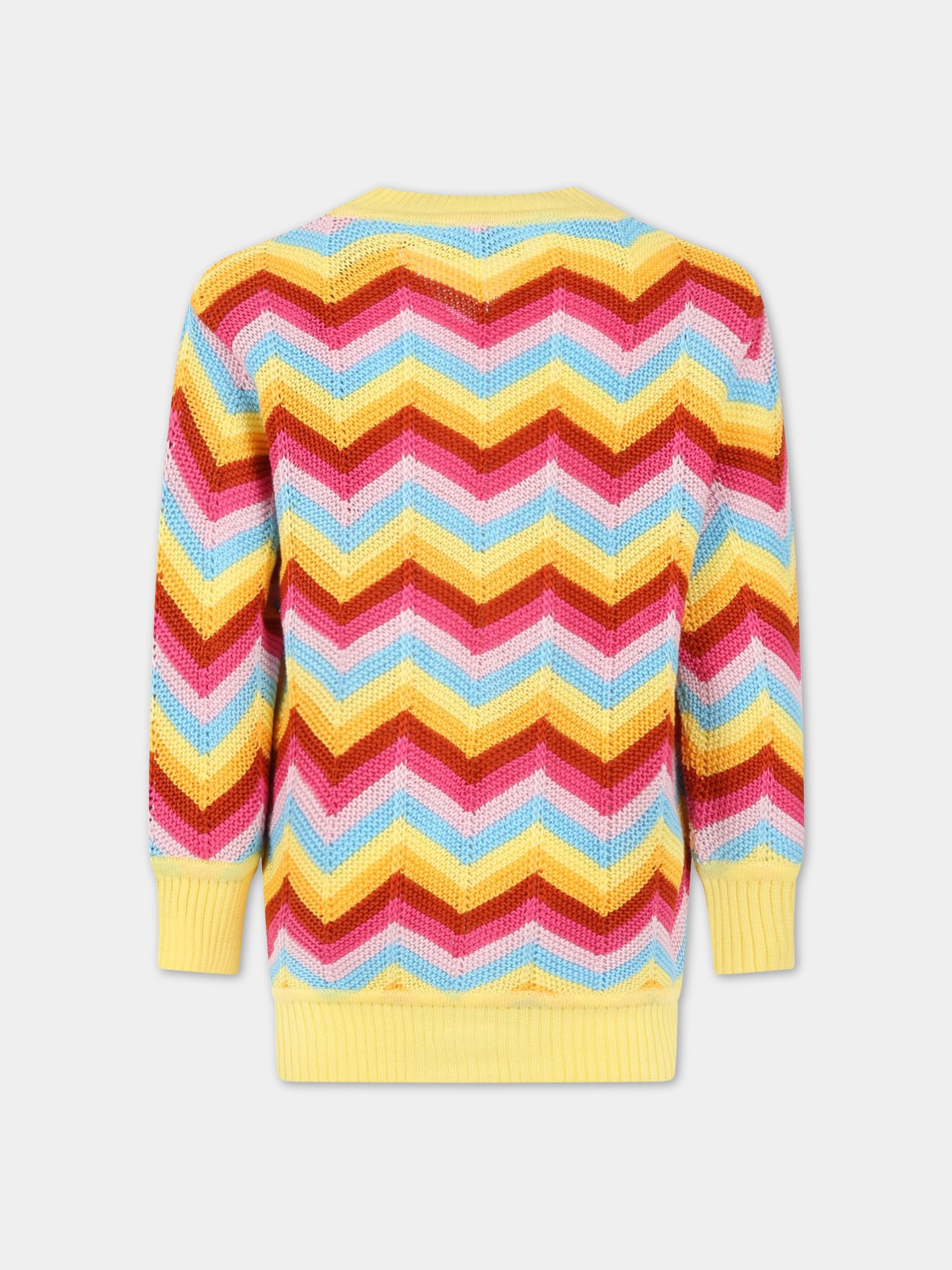Cardigan multicolor per bambina con motivo a chevron,Missoni,MS9P10 X0018 999RS