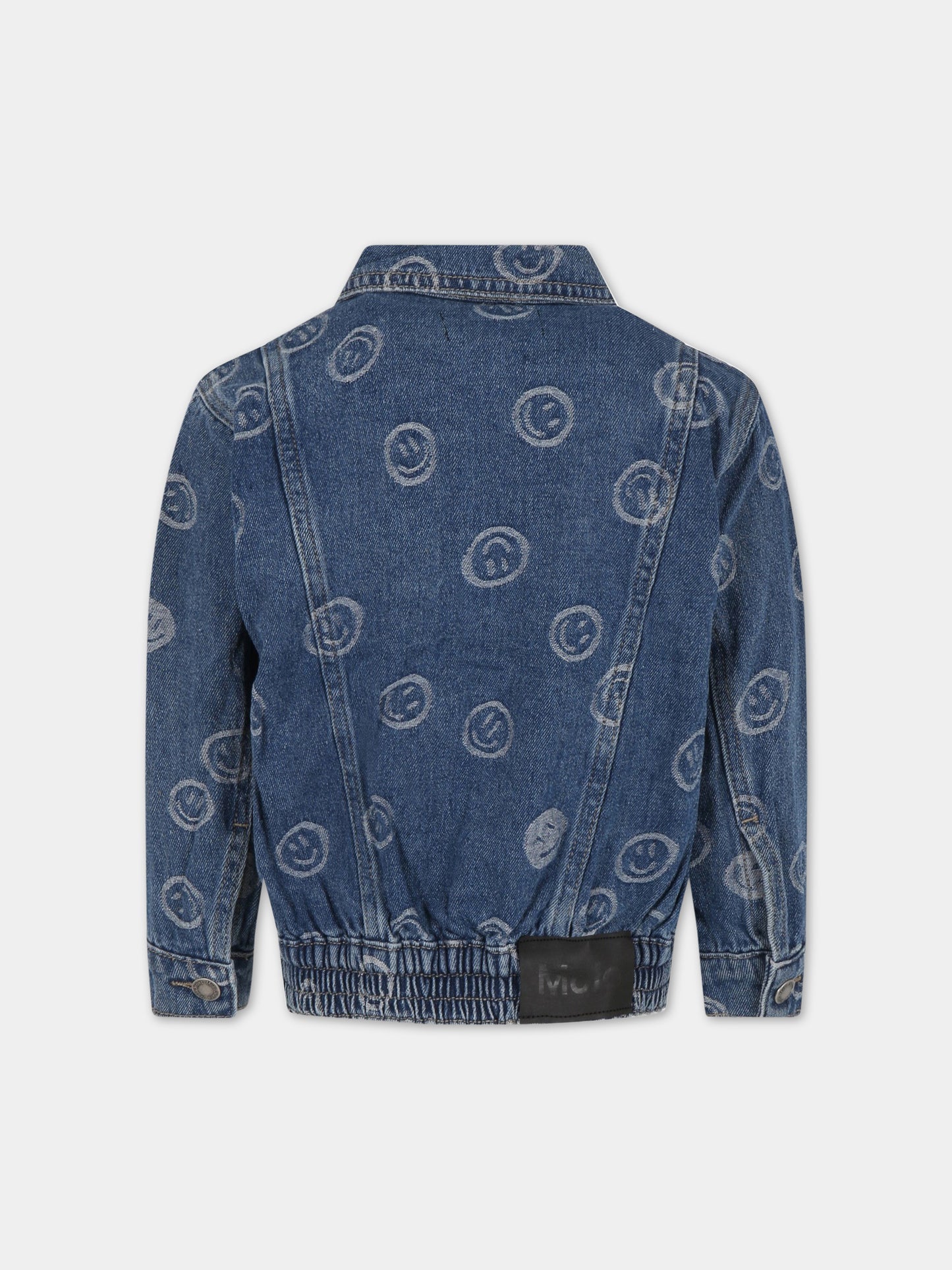 Giacca blu denim per bambina con smile e logo,Molo,5S23M313 6791
