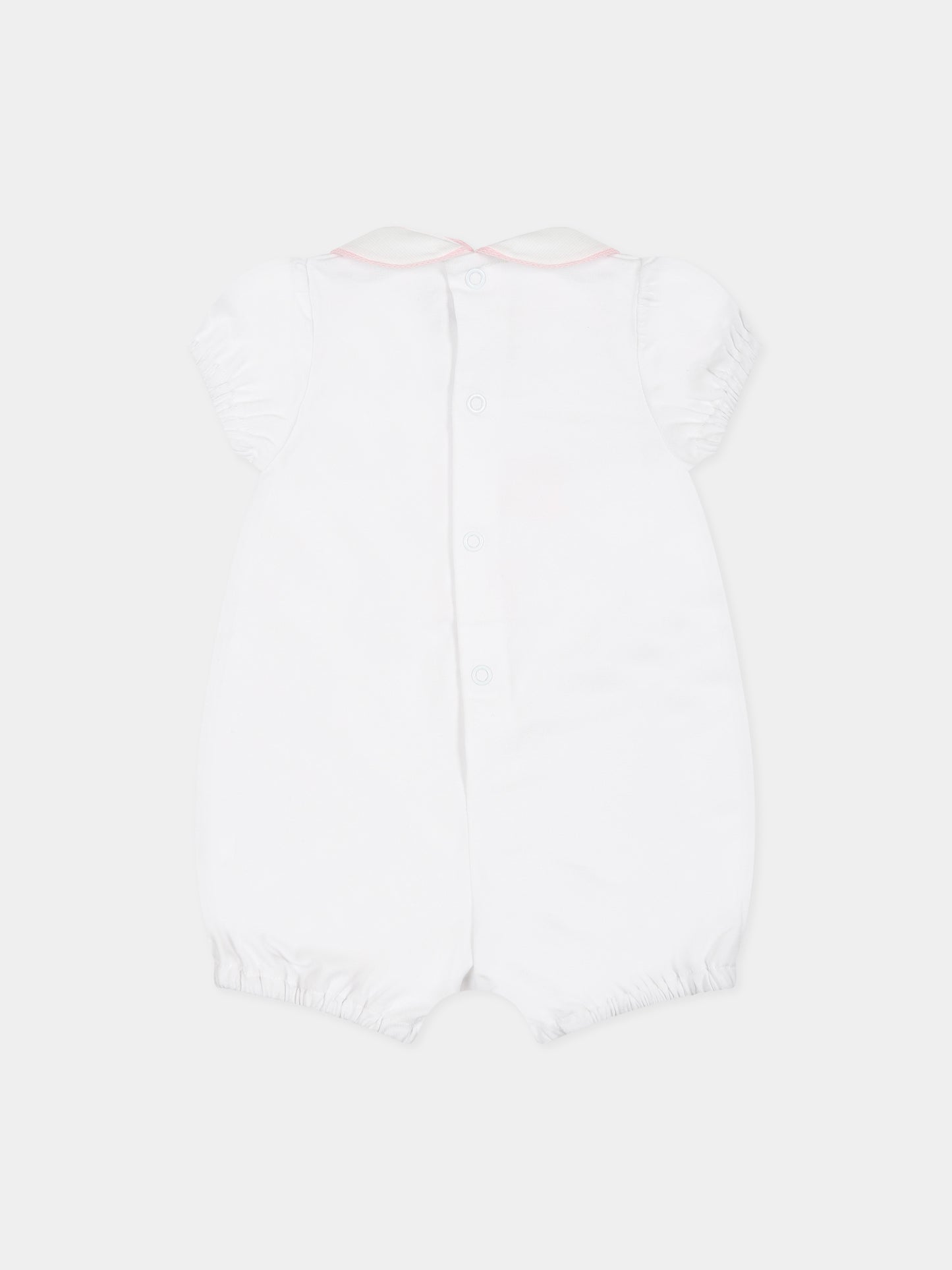 Pagliaccetto bianco per neonata con scritta Little Sis ,Little Bear,6050 BIANCO/ROSA