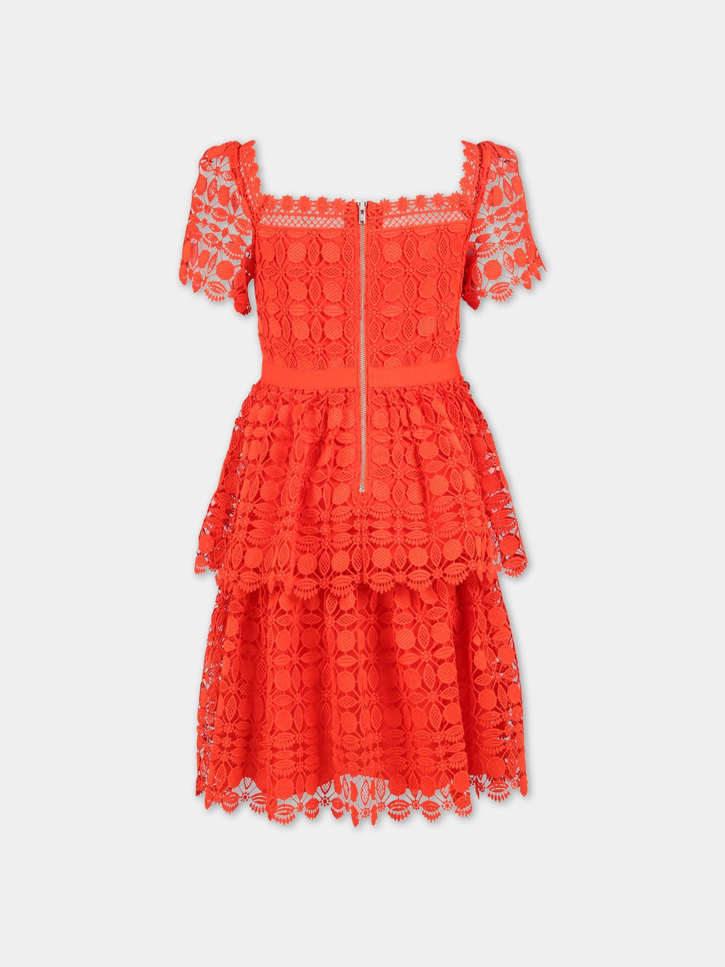 Vestito rosso per bambina con fiori in pizzo,Self-portrait,RS23 732S R 22458540