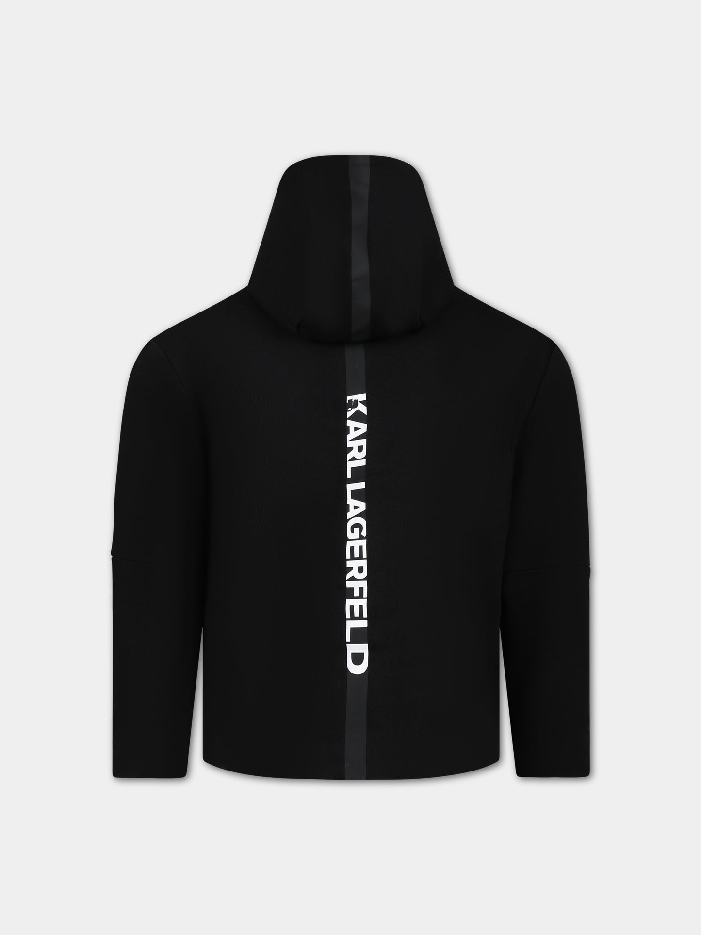 Felpa nera per bambino con stampa logo,Karl Lagerfeld Kids,Z25409 09B