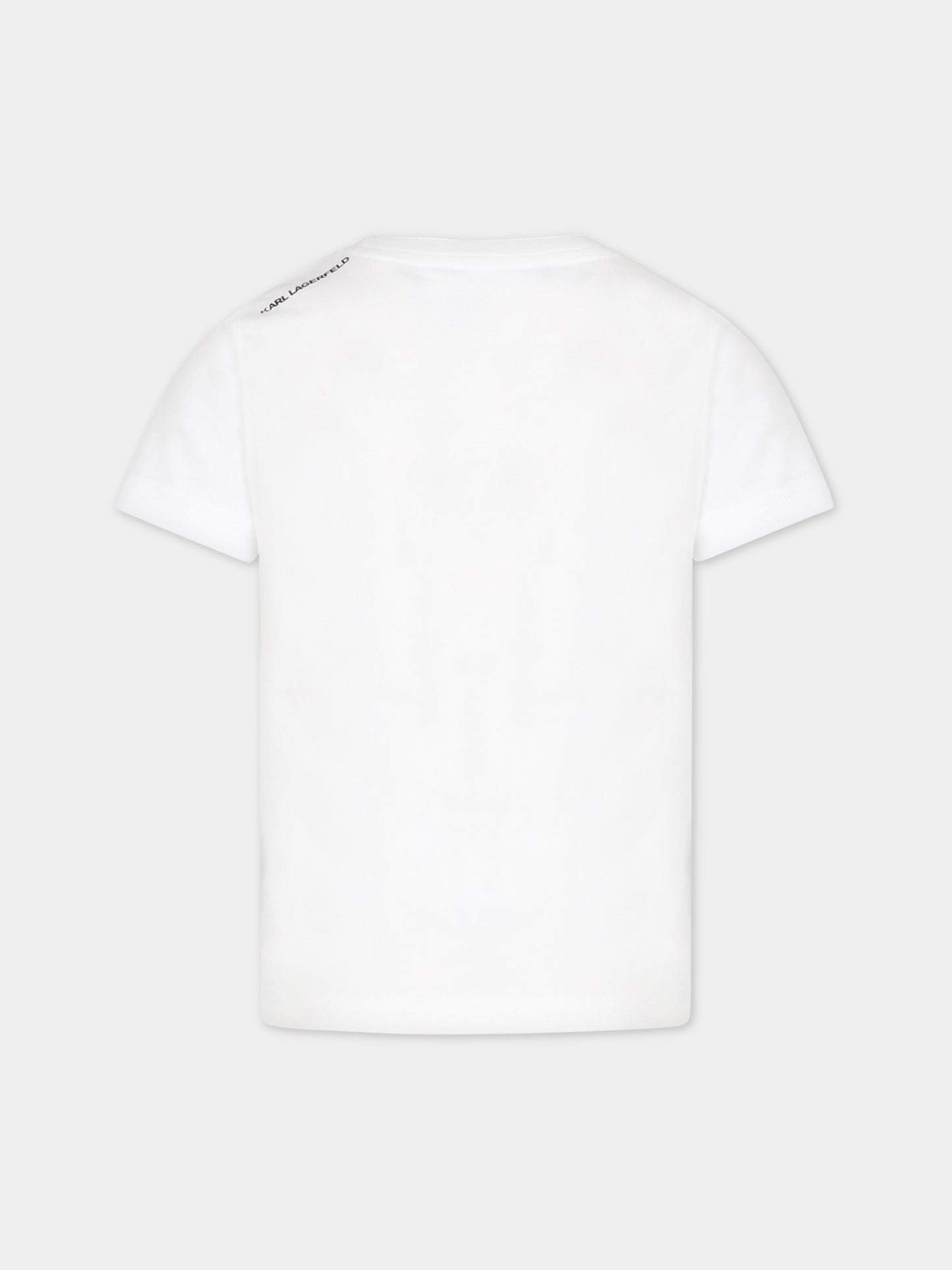 T-shirt bianca per bambina con logo nero,Karl Lagerfeld Kids,Z25389 10P