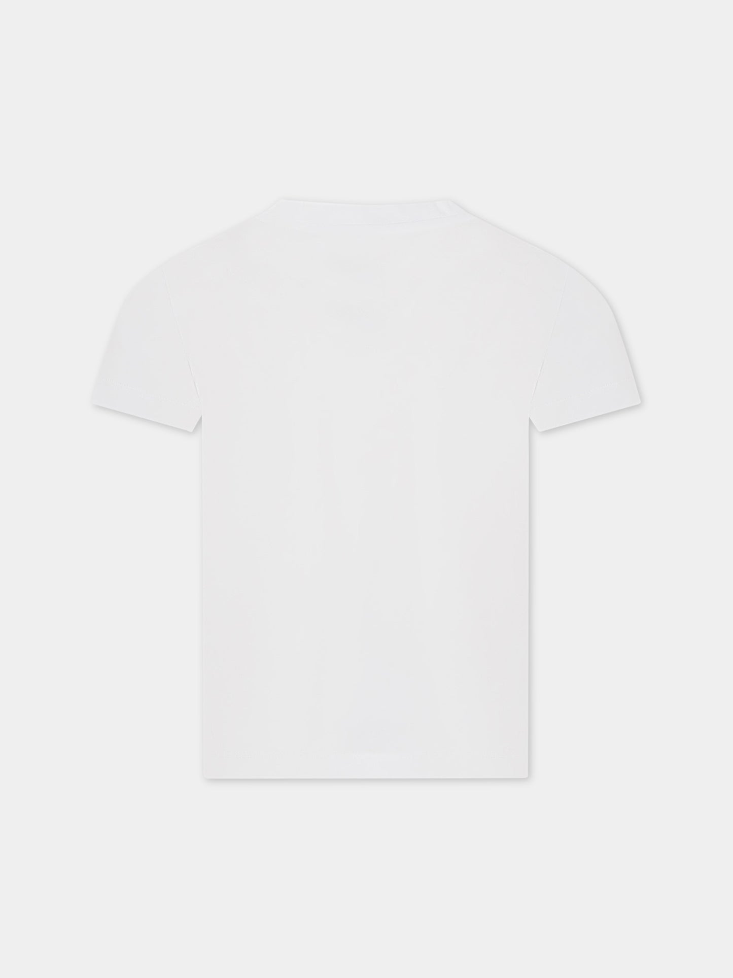 T-shirt bianca per bambina con stampa floreale e logo,Just Cavalli,JFTS001 JE138 B002