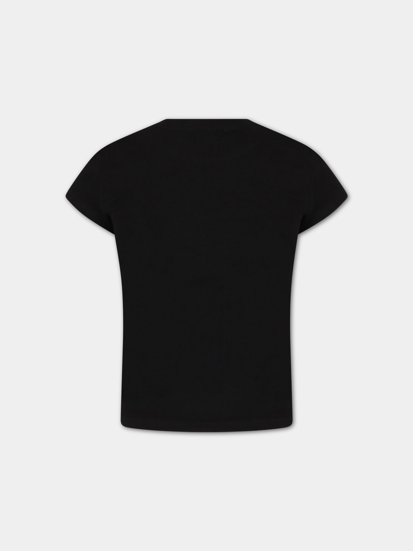 T-shirt nera per bambina con logo bianco,Dkny,D35S73 09B