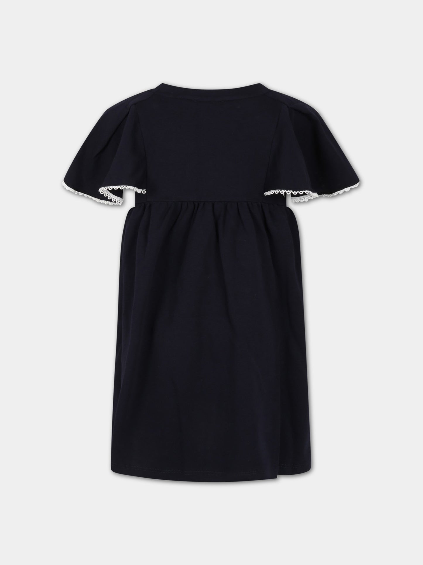 Vestito blu per bambina con logo,Chloé Kids,C12926 859