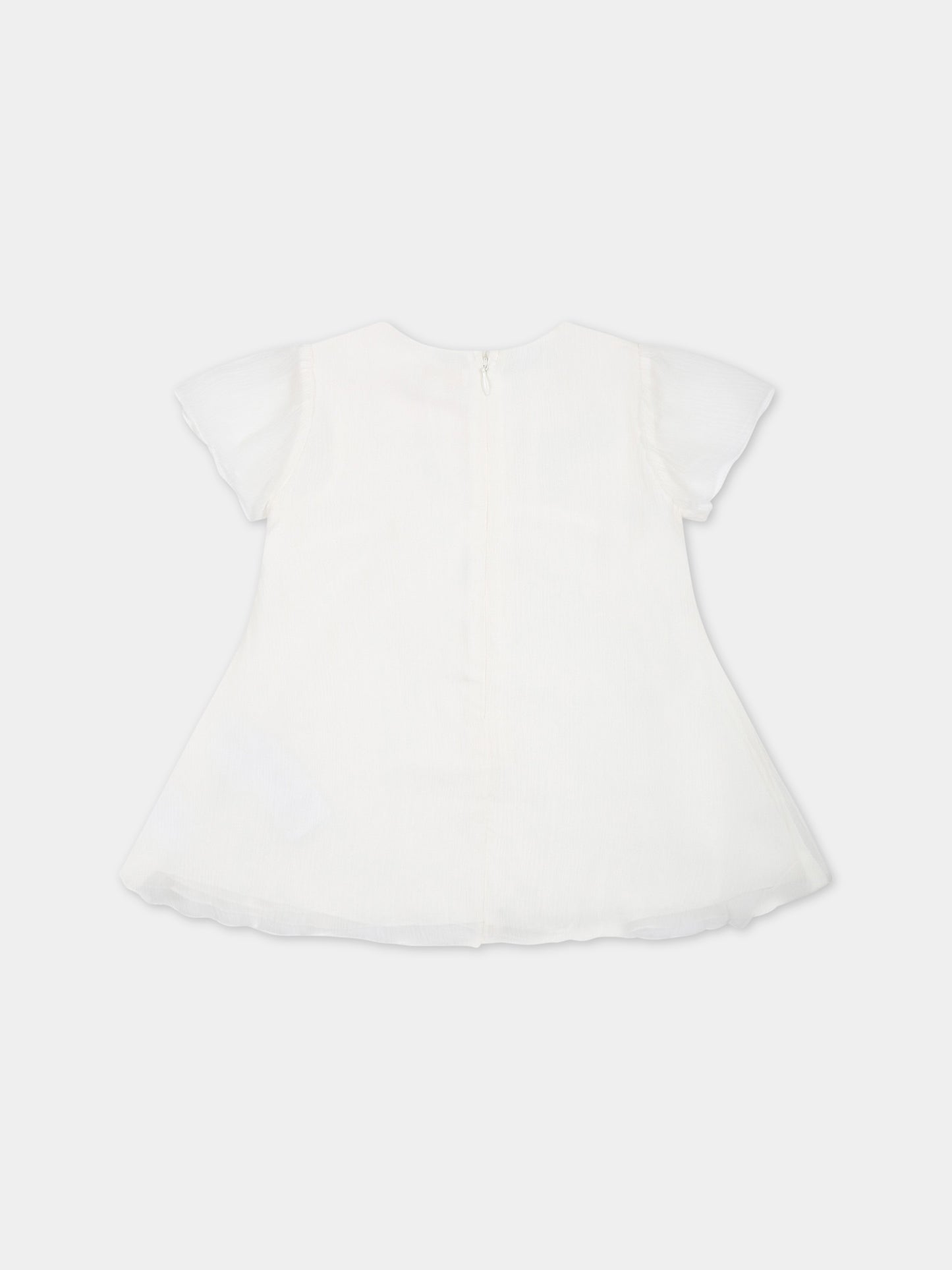 Vestito bianco per neonata con ricami,Chloé Kids,C02344 117