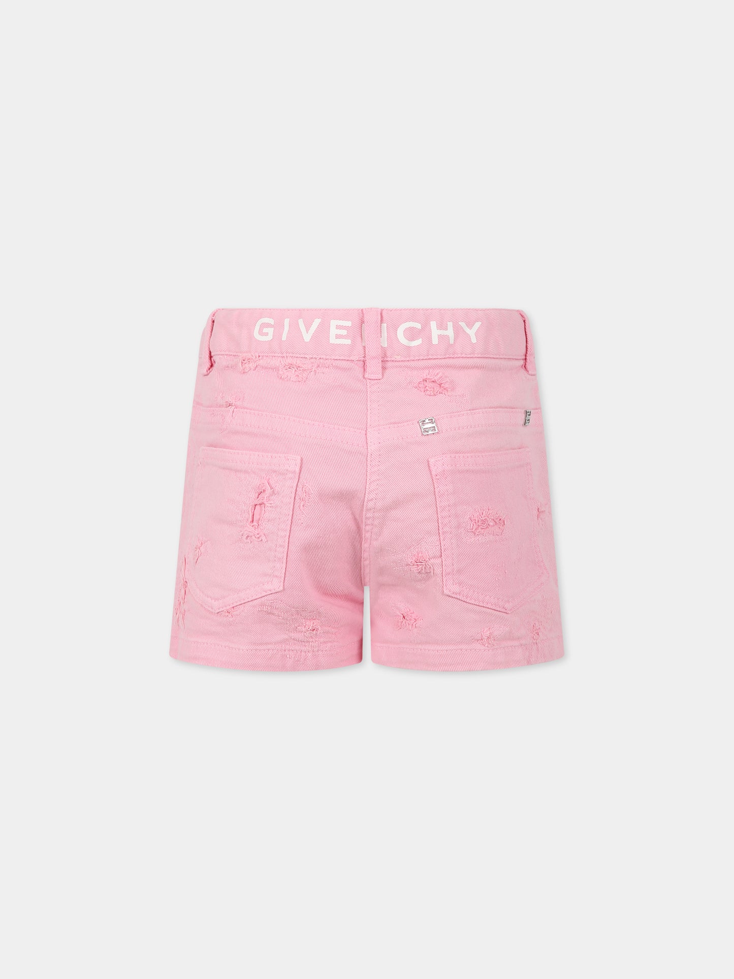 Shorts rosa per bambina con logo,Givenchy Kids,H14204 465