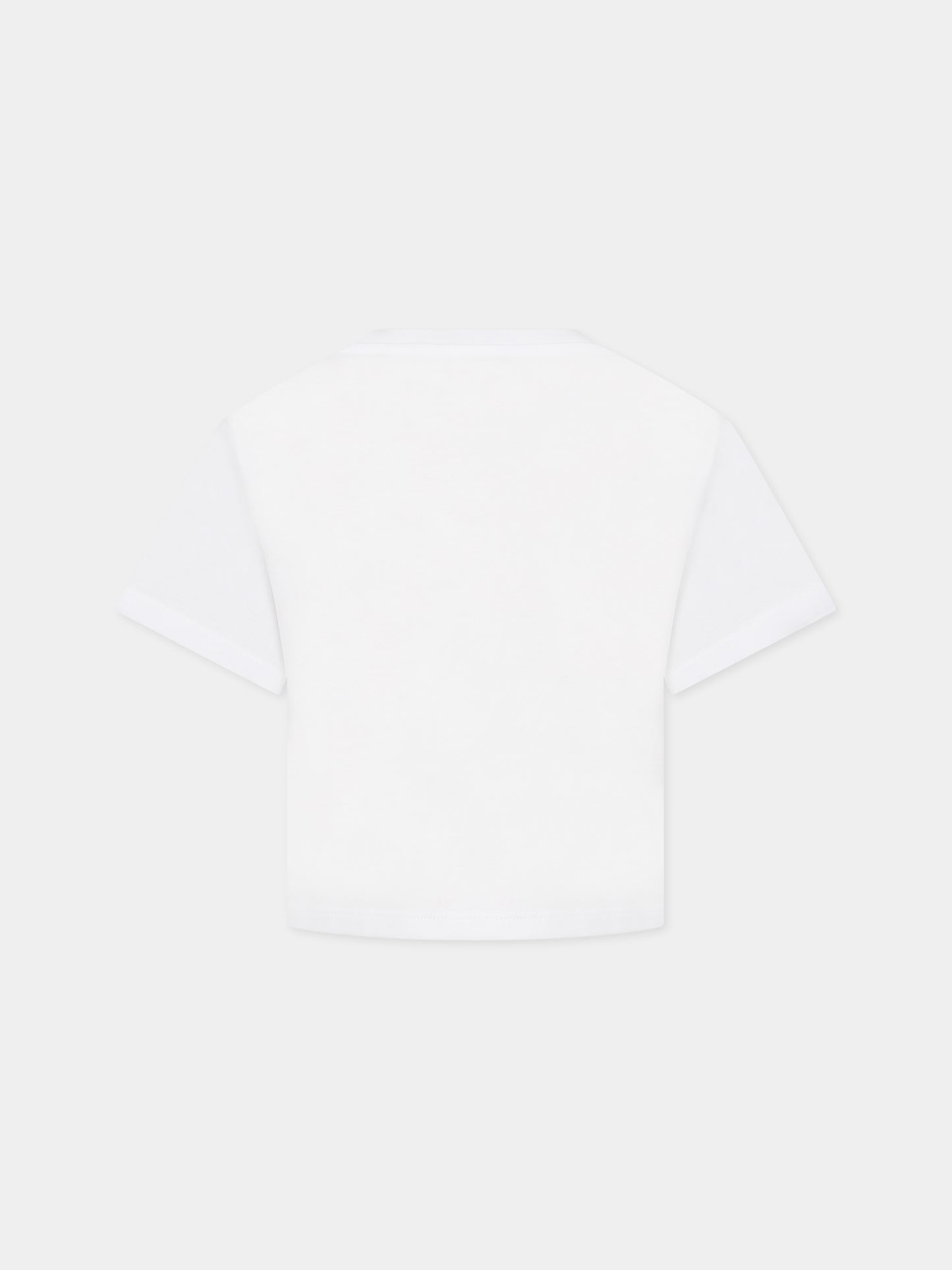 T-shirt bianca per bambina con Kotora e logo,Kenzo Kids,K15656 10P