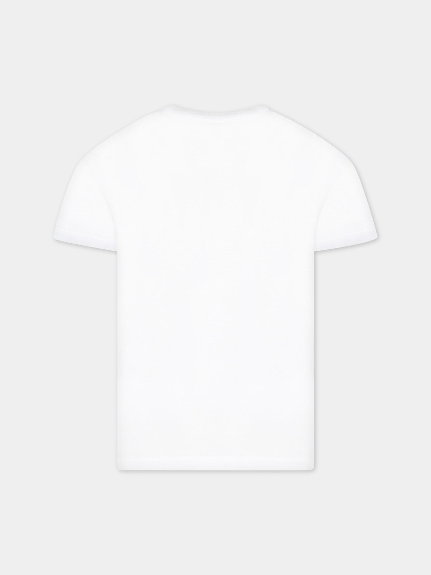 T-shirt bianca per bambino con iconica tigre e logo,Kenzo Kids,K25803 10P