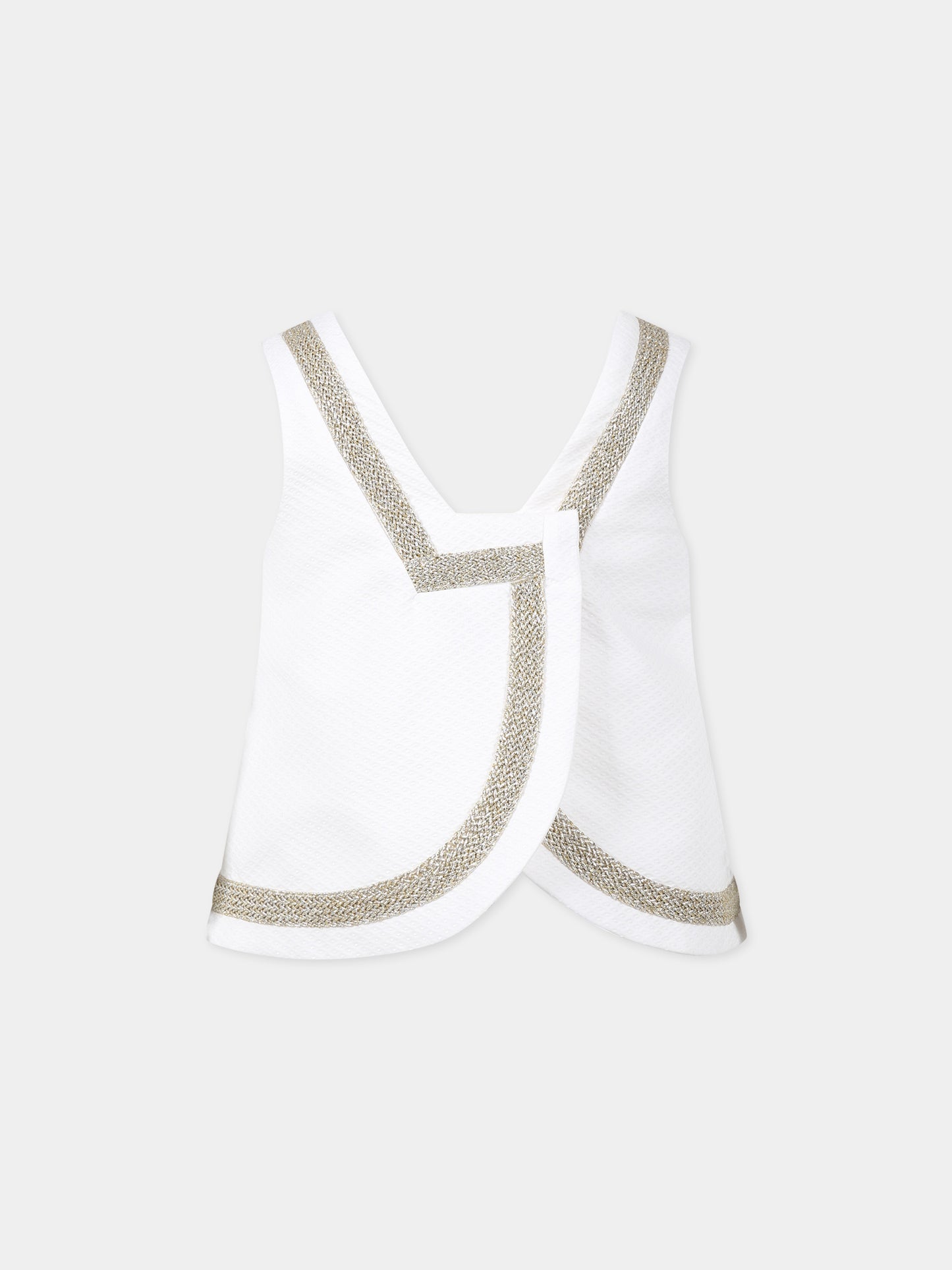 Top bianco per bambina con dettagli in lurex,Genny,GFCA004 PQ16 D000