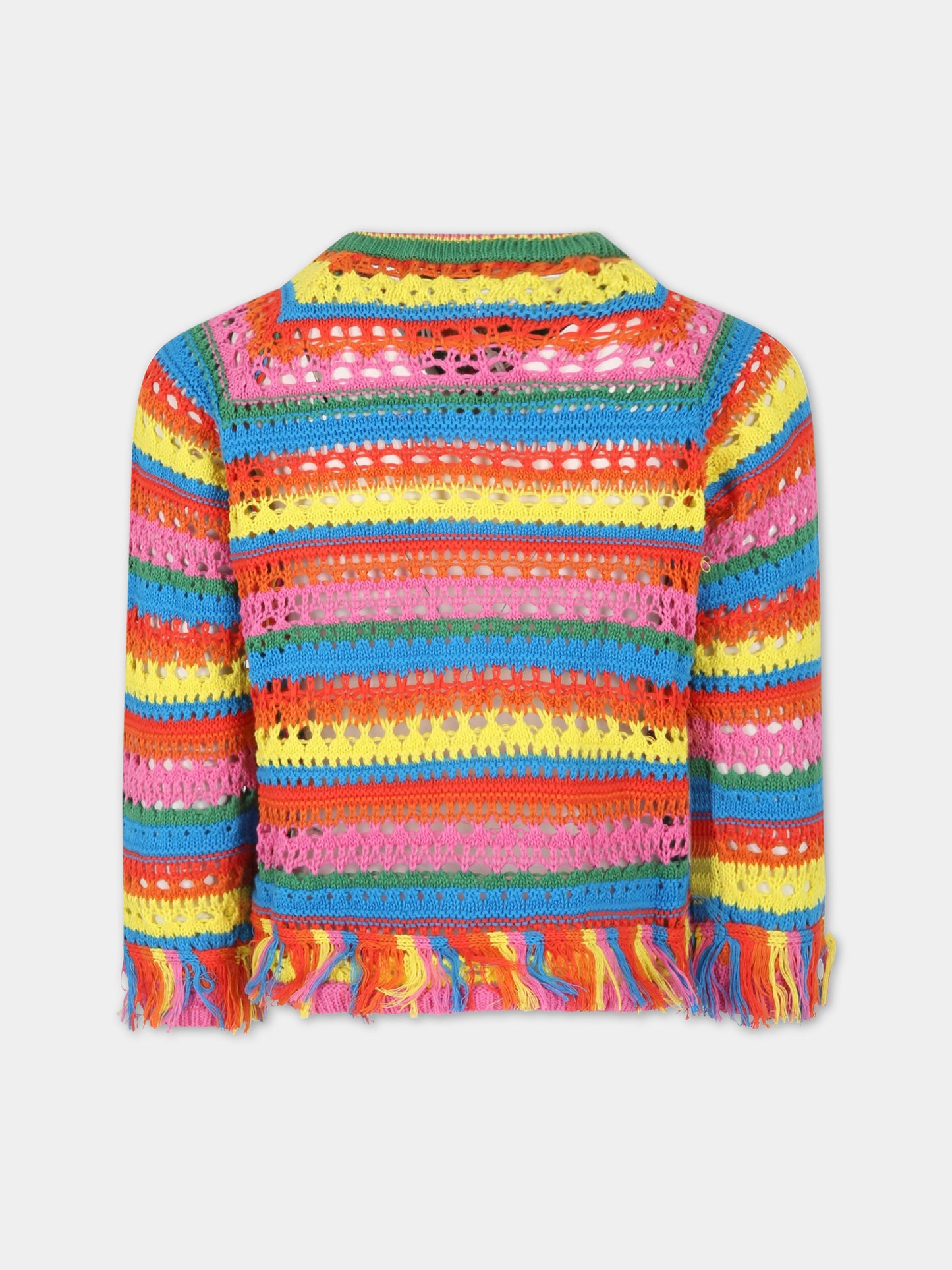 Cardigan multicolor per bambina con frange,Stella Mccartney Kids,TS9A70 Z1146 999