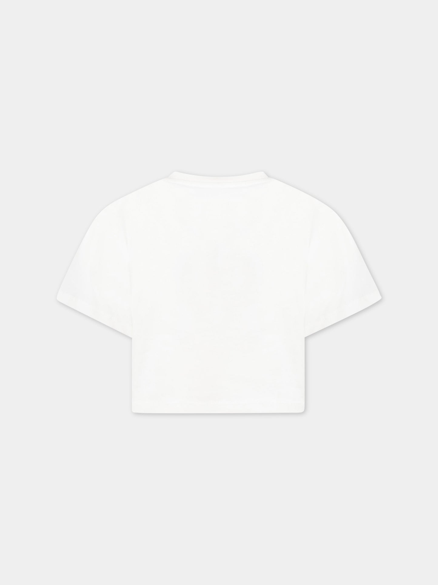 T-shirt bianca per bambina con cerchio verde e logo,Stella Mccartney Kids,TS8C71 Z0434 101