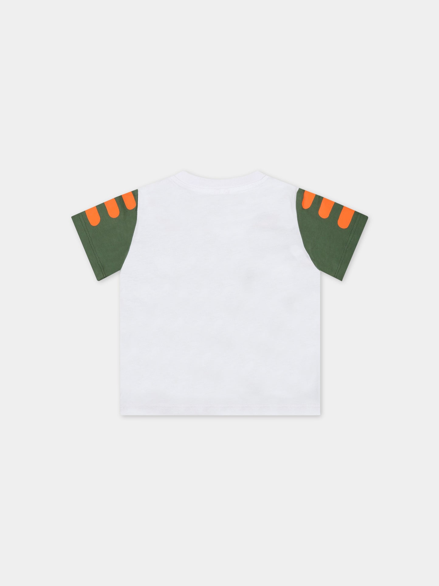 T-shirt bianca per neonato con camaleonti,Stella Mccartney Kids,TS8691 Z0434 100