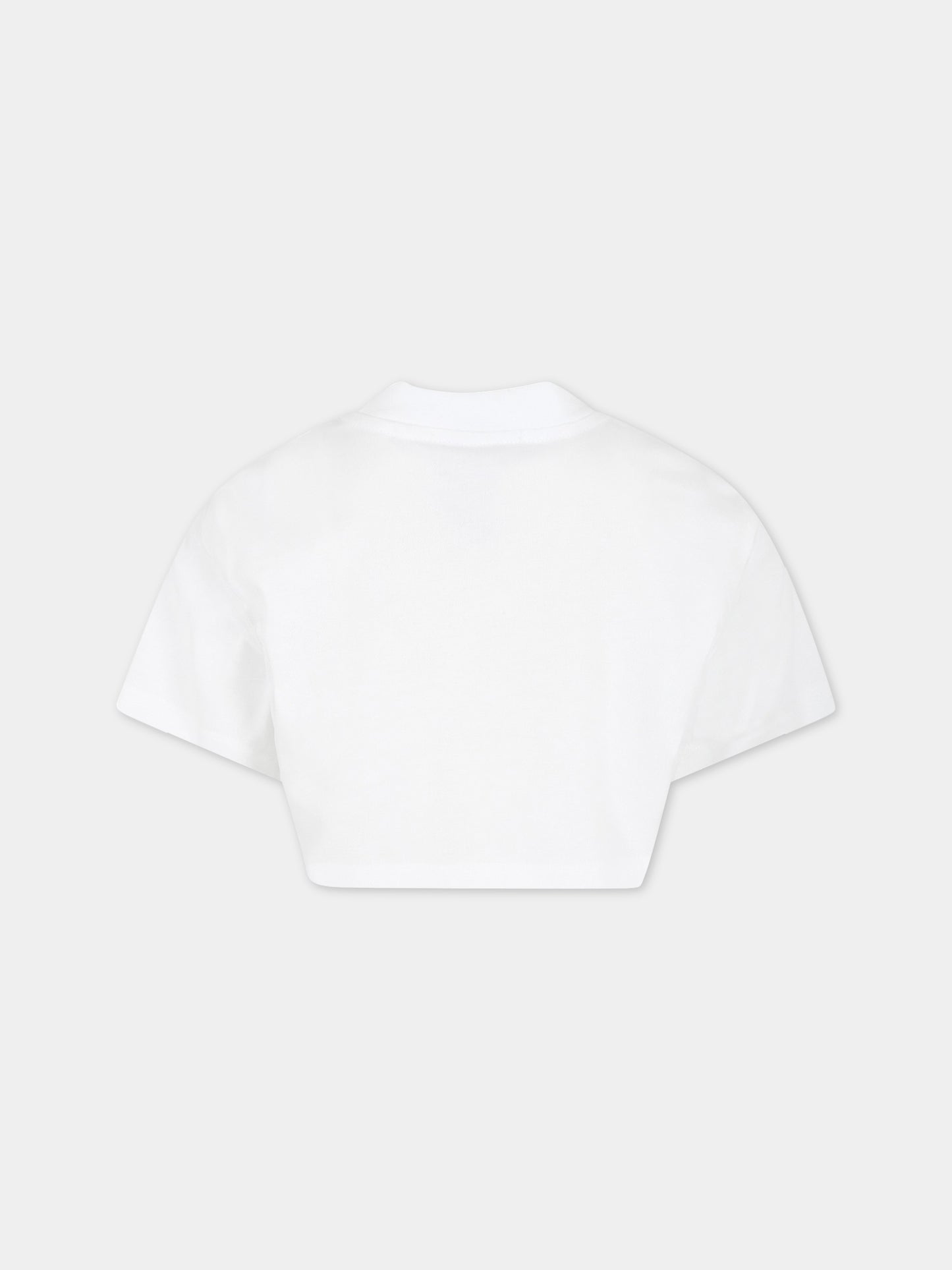 T-shirt bianca per bambina con cuore e logo,Msgm Kids,MS029437 001