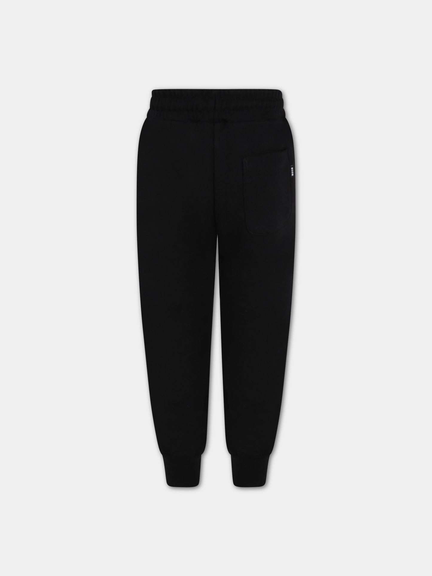 Pantaloni neri da tuta per bambino con logo bianco,Msgm Kids,MS029342 110