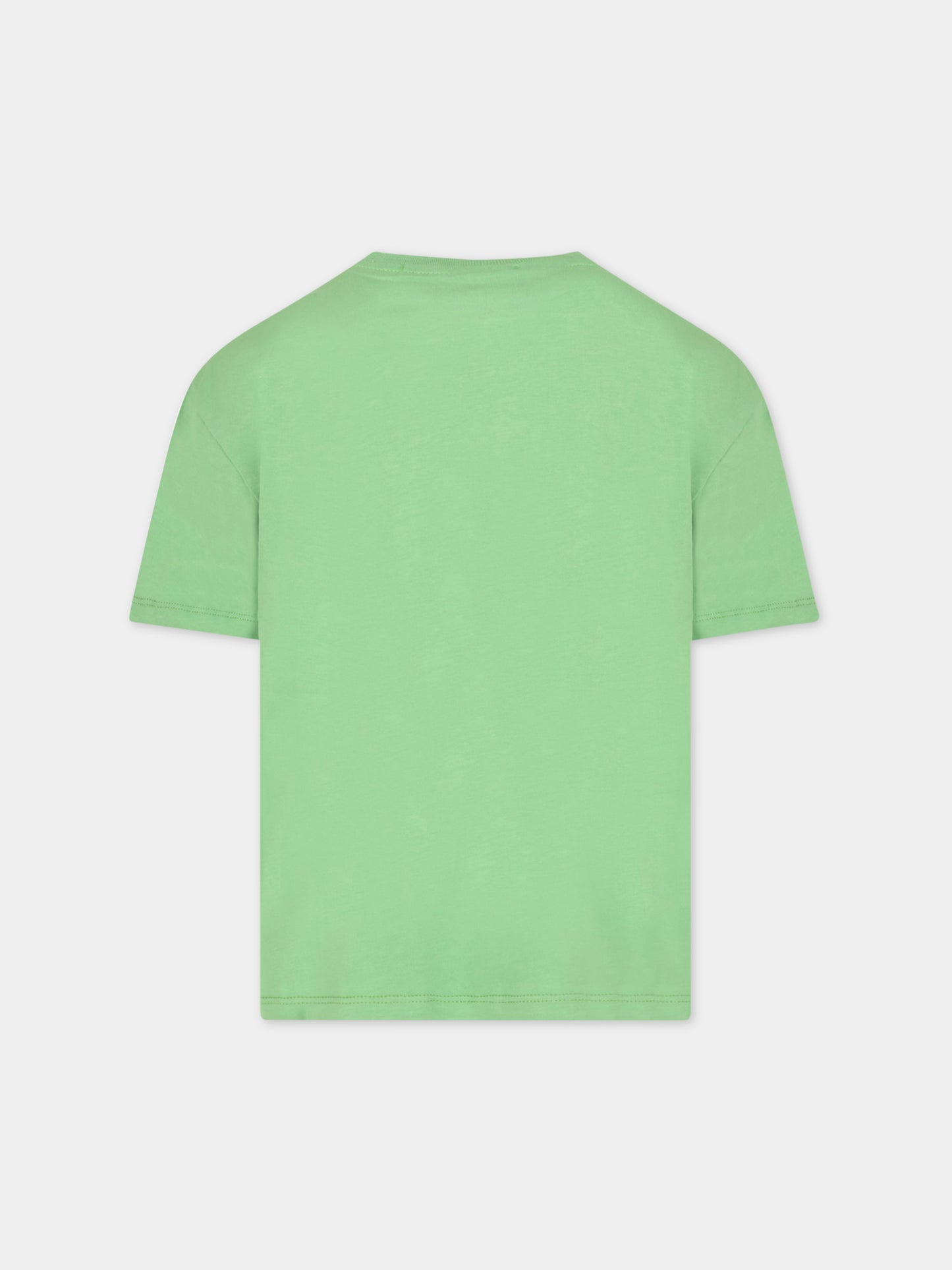 T-shirt verde per bambini con logo bianco,Msgm Kids,MS029372 902