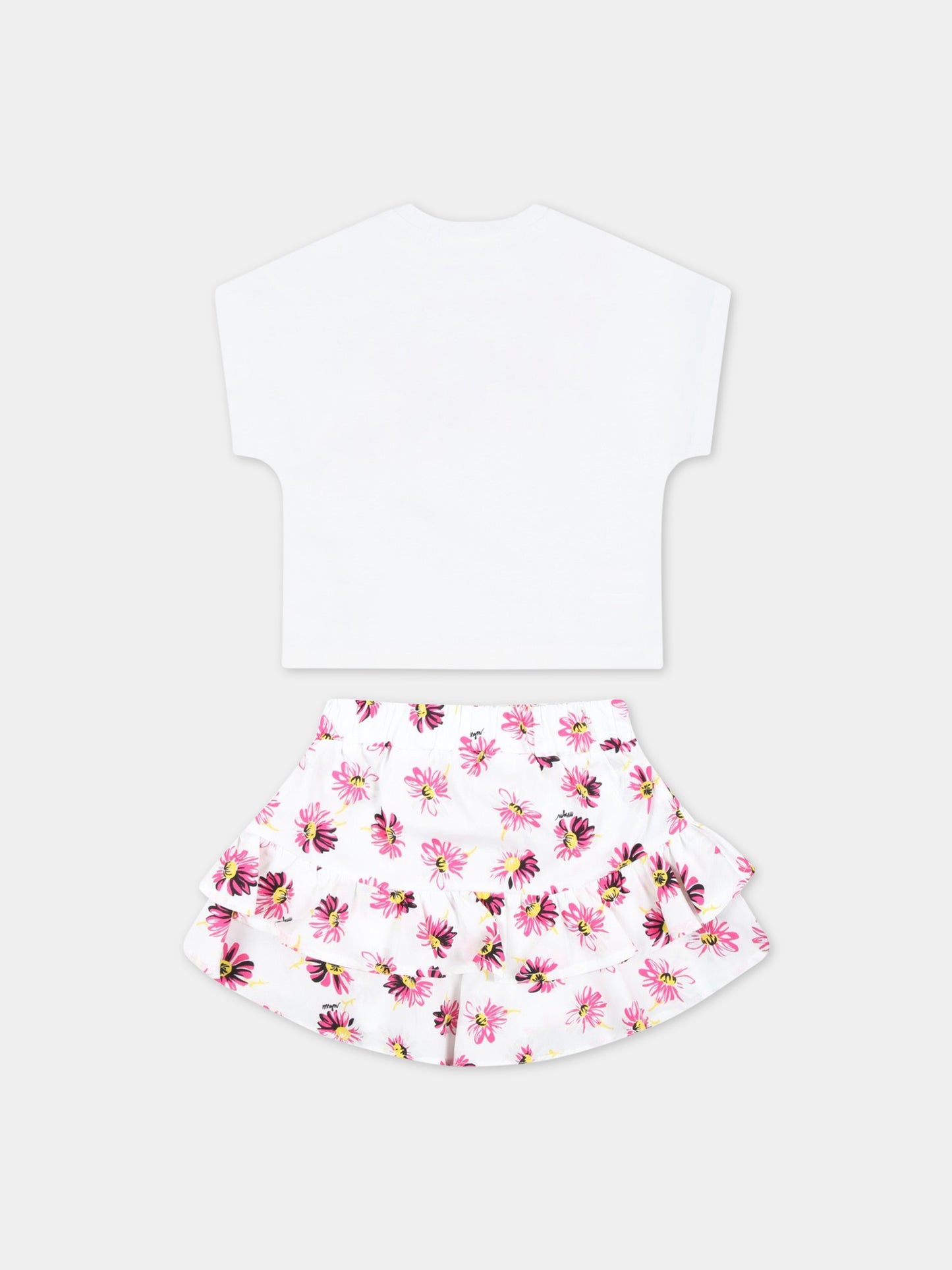 Completo bianco per neonata con logo fucsia,Msgm Kids,MS029387 001