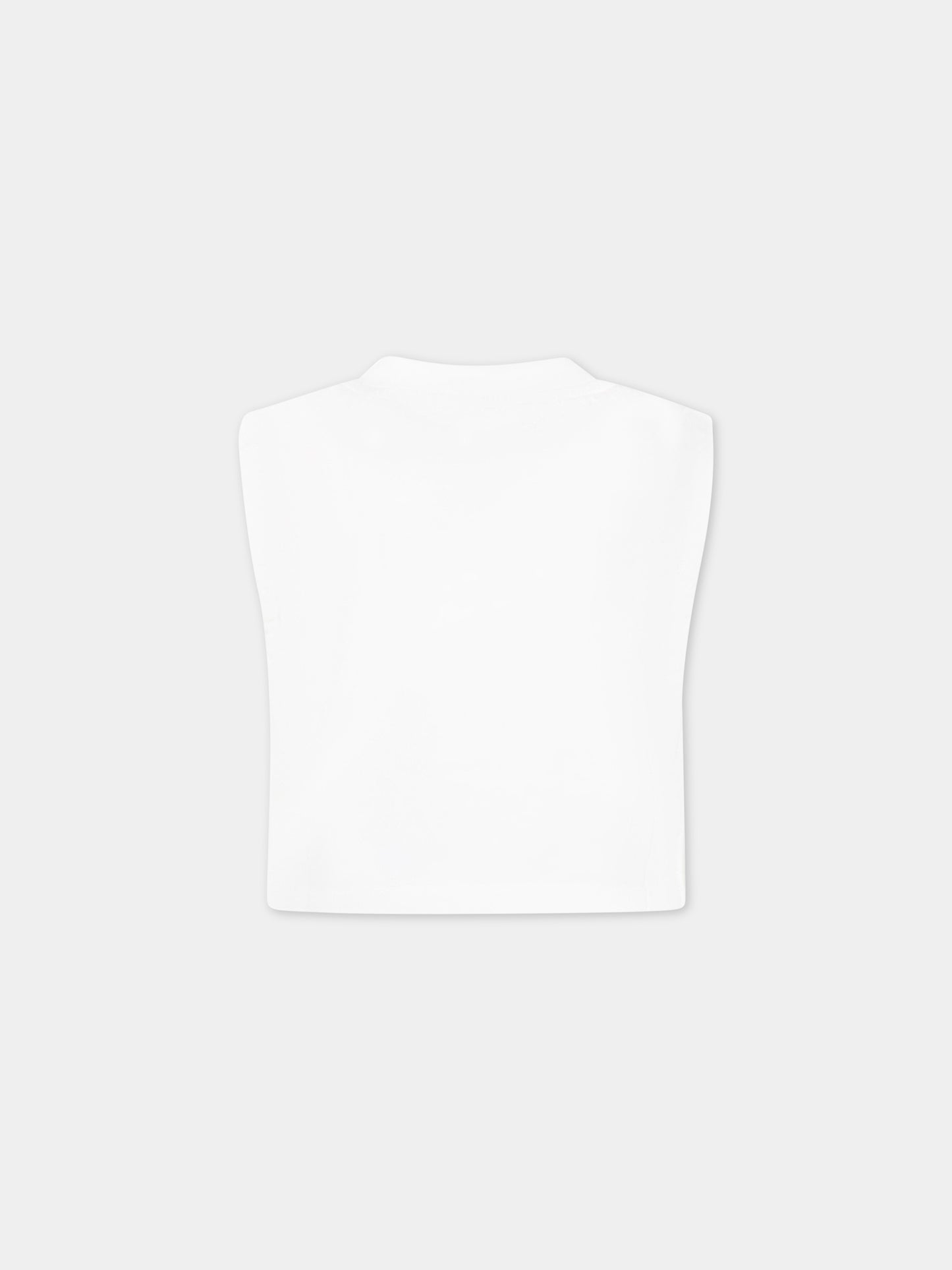 Canotta bianca per bambina con iconico orso,Palm Angels,PGAC003S23JER0030143