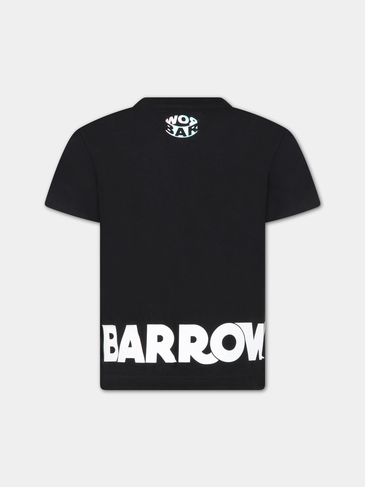 T-shirt nera per bambino con logo bianco,Barrow,033045 110