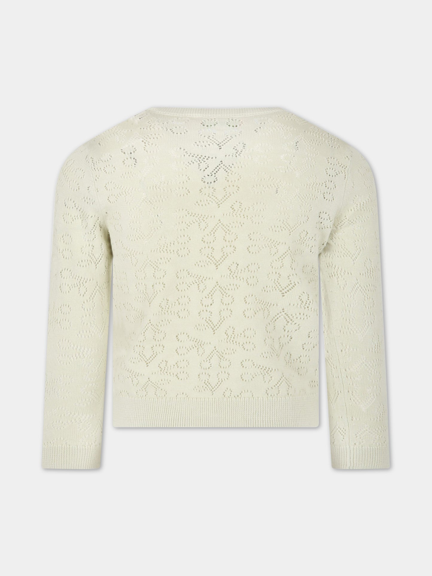 Cardigan verde per bambina con iconiche ciliegie all-over,Bonpoint,S03GCAK00107 045D