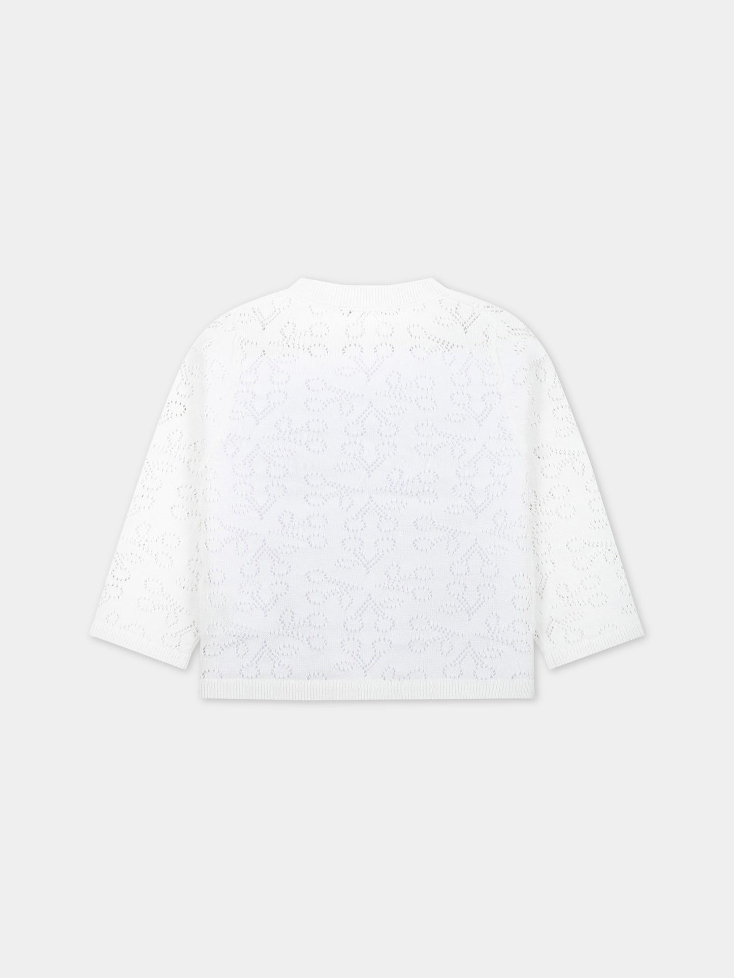 Cardigan avorio per neonata con iconiche ciliegie all-over,Bonpoint,S03XCAK00103 003