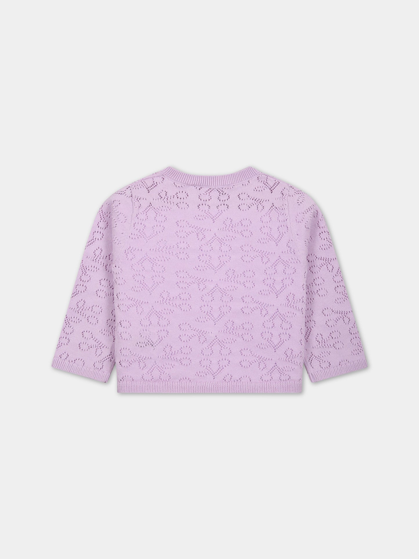 Cardigan lilla per neonata con iconiche ciliegie all-over,Bonpoint,S03XCAK00103 056A
